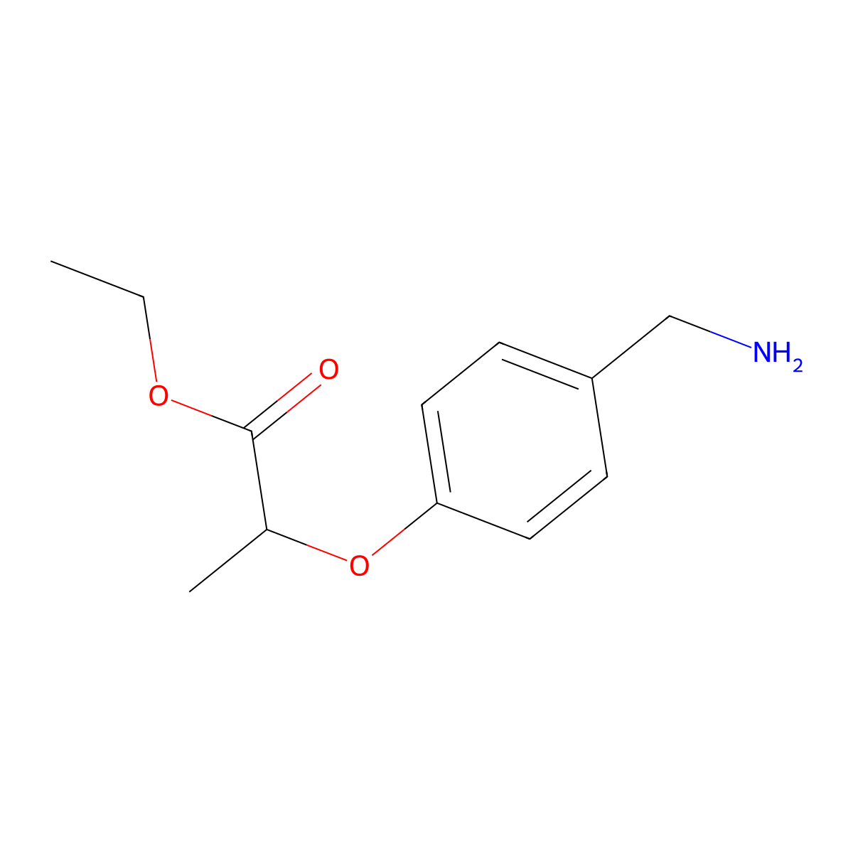 Ethyl 2-[4-(aminomethyl)phenoxy]propanoate molecular structure, CAS 118618-46-5