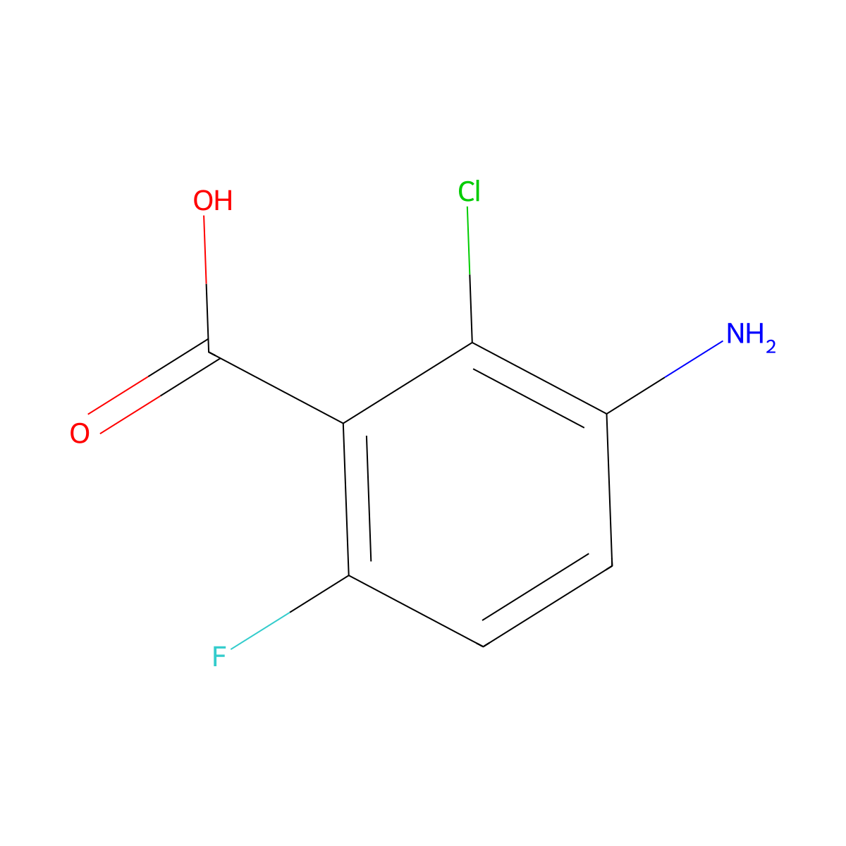 3-Amino-2-chloro-6-fluorobenzoic acid molecular structure, CAS 1186194-01-3