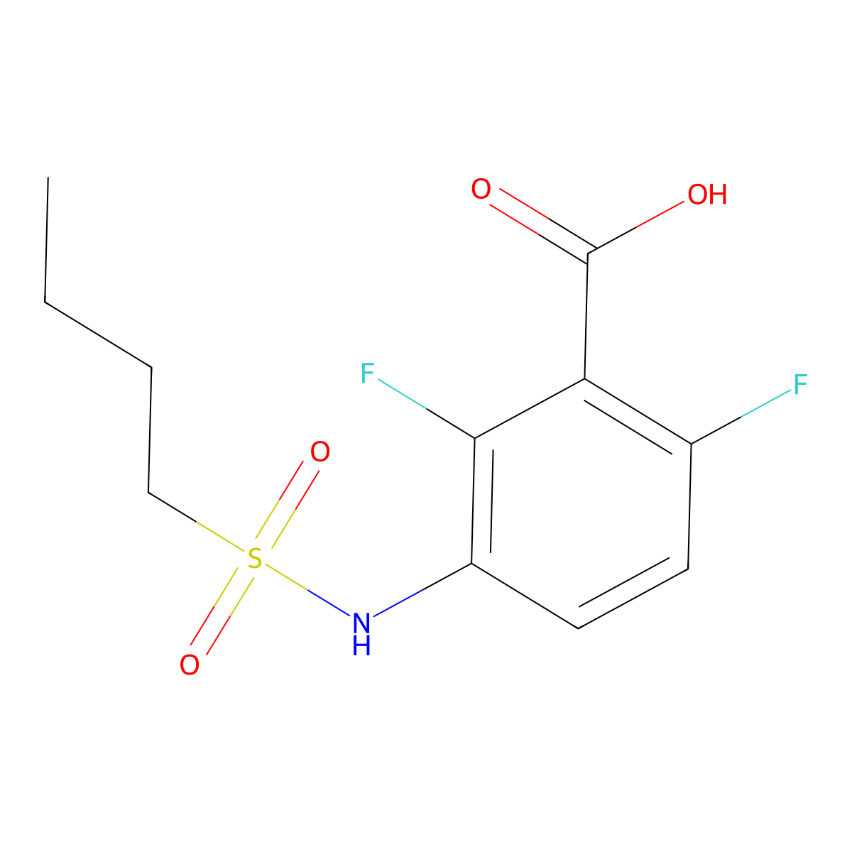 3-(Butylsulfonamido)-2,6-difluorobenzoic acid molecular structure, CAS 1186194-07-9