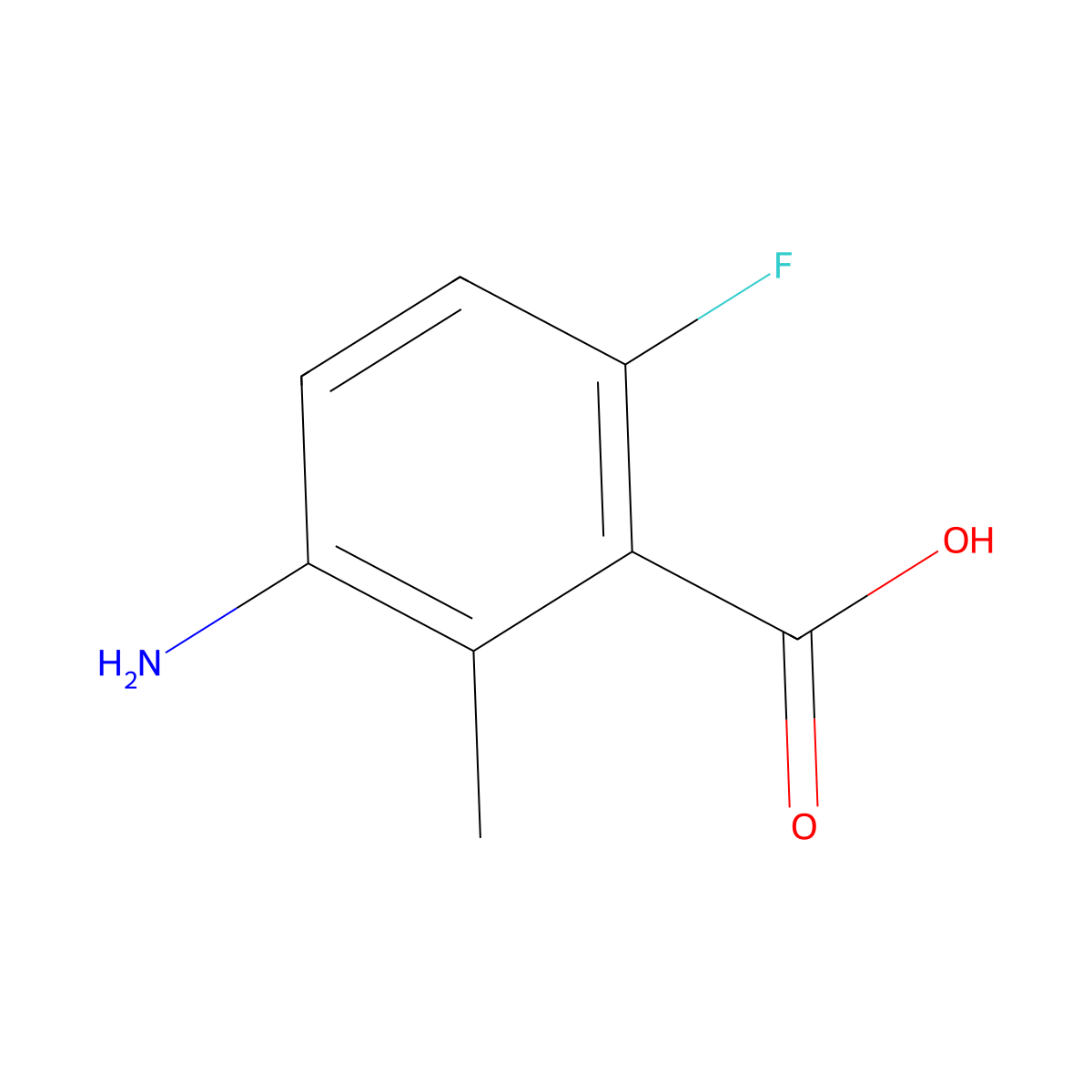 3-Amino-6-fluoro-2-methylbenzoic acid molecular structure, CAS 1186194-29-5