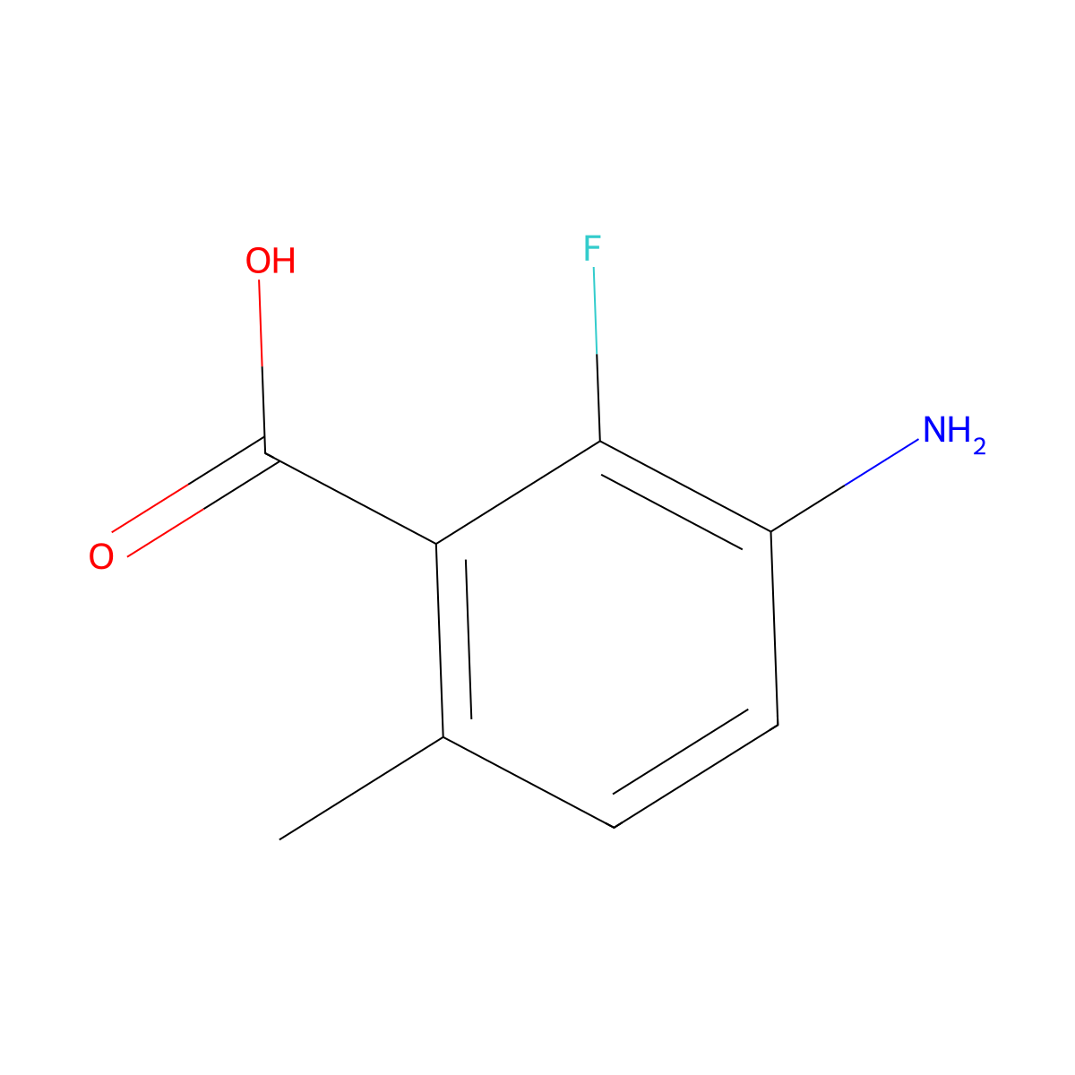3-Amino-2-fluoro-6-methylbenzoic acid molecular structure, CAS 1186194-30-8