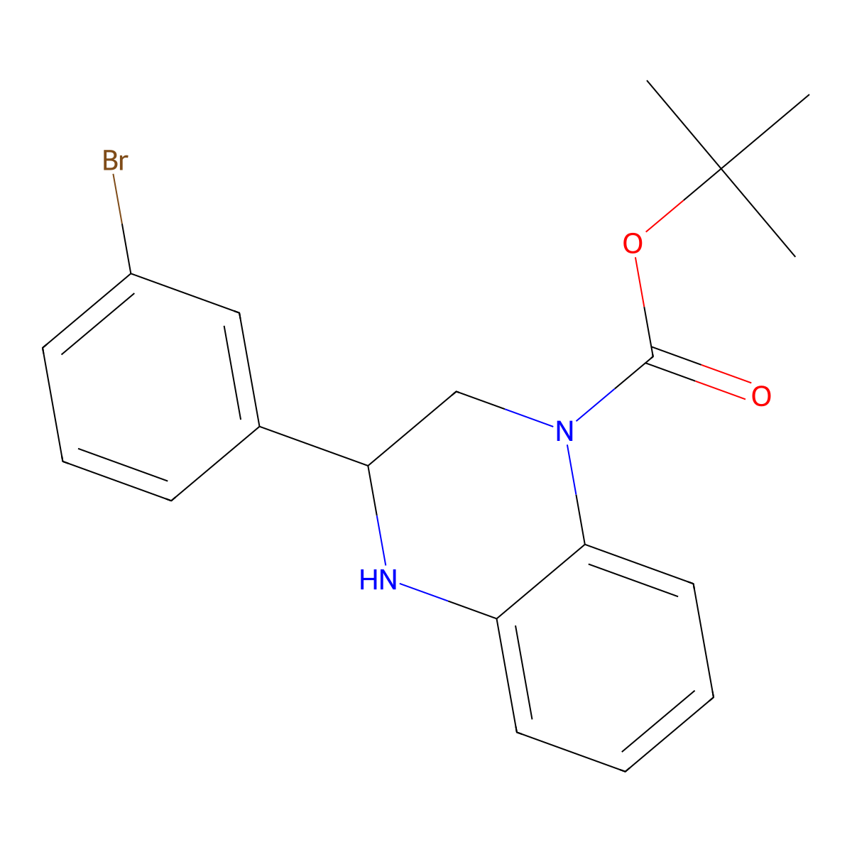 Tert-butyl 3-(3-bromophenyl)-1,2,3,4-tetrahydroquinoxaline-1-carboxylate molecular structure, CAS 1186194-42-2