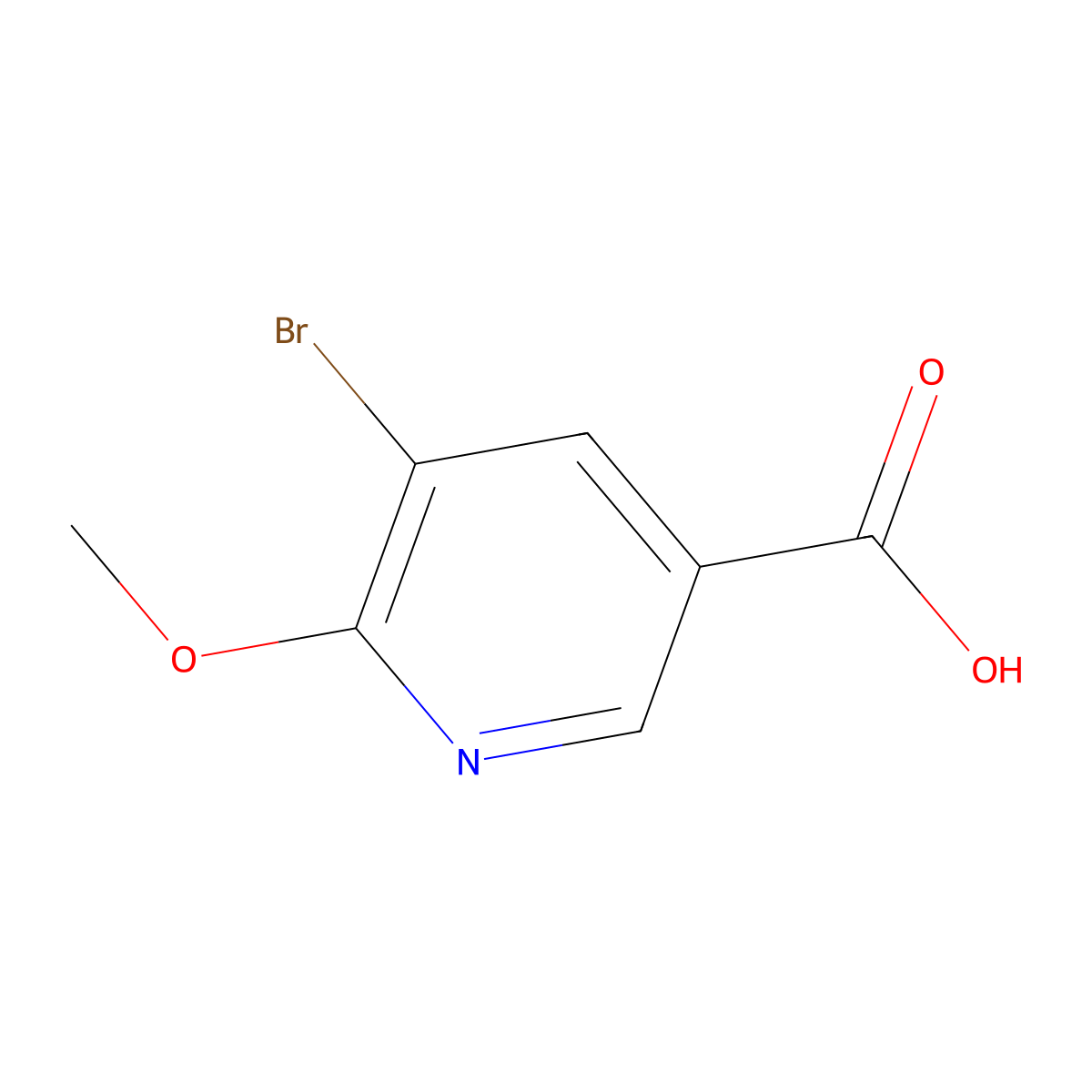 5-Bromo-6-methoxy-3-pyridinecarboxylic acid molecular structure, CAS 1186194-46-6