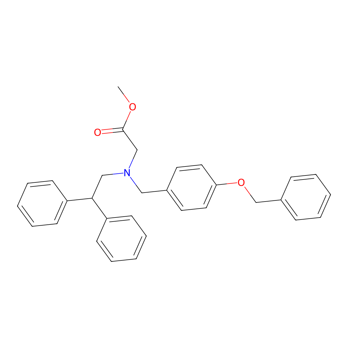 Methyl 2-({[4-(benzyloxy)phenyl]methyl}(2,2-diphenylethyl)amino)acetate molecular structure, CAS 1186194-54-6