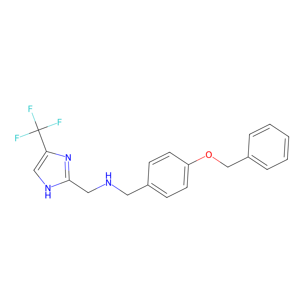 {[4-(benzyloxy)phenyl]methyl}({[4-(trifluoromethyl)-1H-imidazol-2-yl]methyl})amine molecular structure, CAS 1186194-71-7
