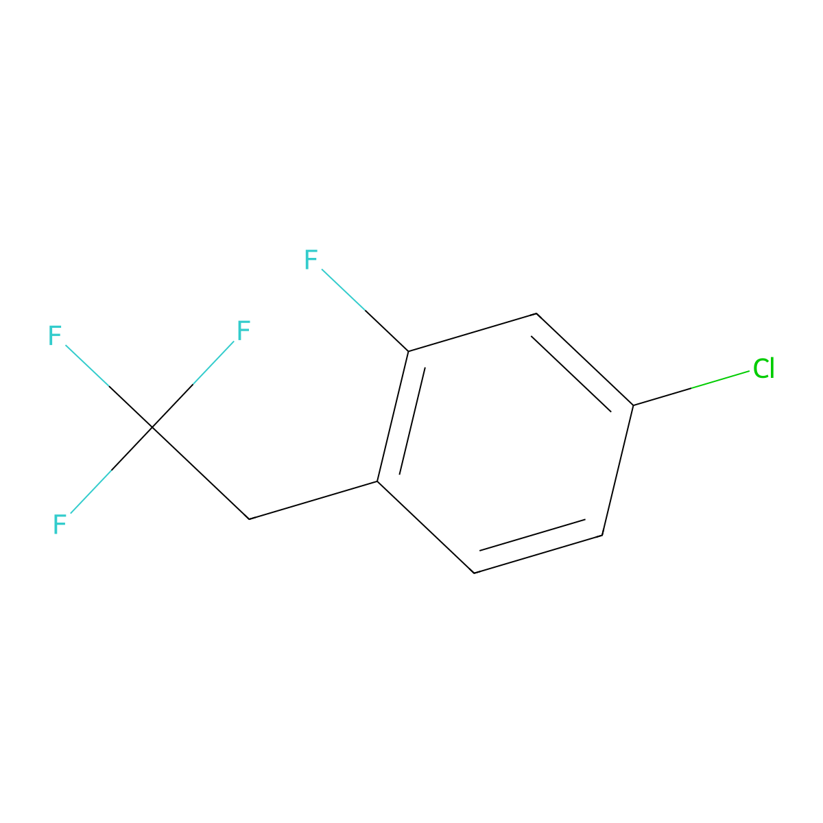 4-Chloro-2-fluoro-1-(2,2,2-trifluoroethyl)benzene molecular structure, CAS 1186194-79-5