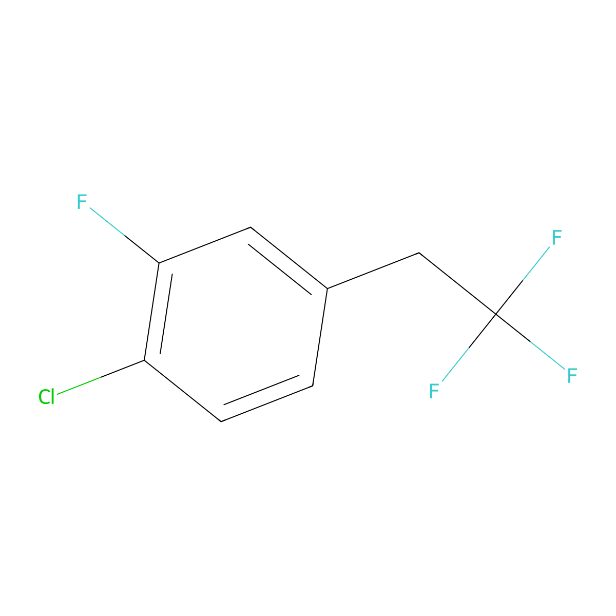 1-Chloro-2-fluoro-4-(2,2,2-trifluoroethyl)benzene molecular structure, CAS 1186194-82-0