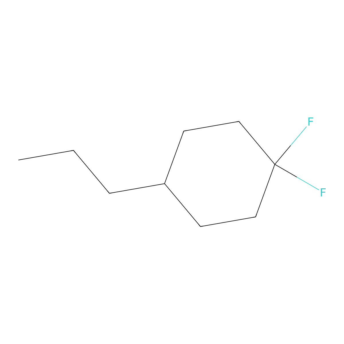 1,1-Difluoro-4-propylcyclohexane molecular structure, CAS 1186195-17-4