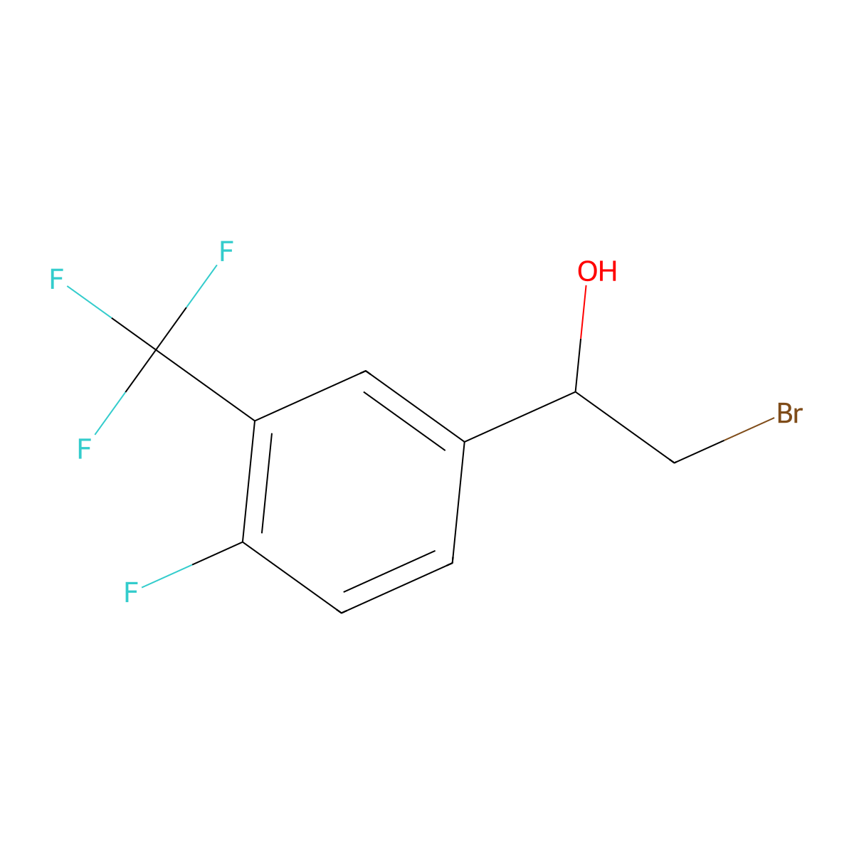 2-Bromo-1-[4-fluoro-3-(trifluoromethyl)phenyl]ethanol molecular structure, CAS 1186195-49-2