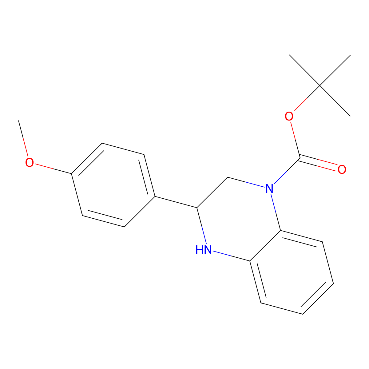 Tert-butyl 3-(4-methoxyphenyl)-1,2,3,4-tetrahydroquinoxaline-1-carboxylate molecular structure, CAS 1186195-55-0