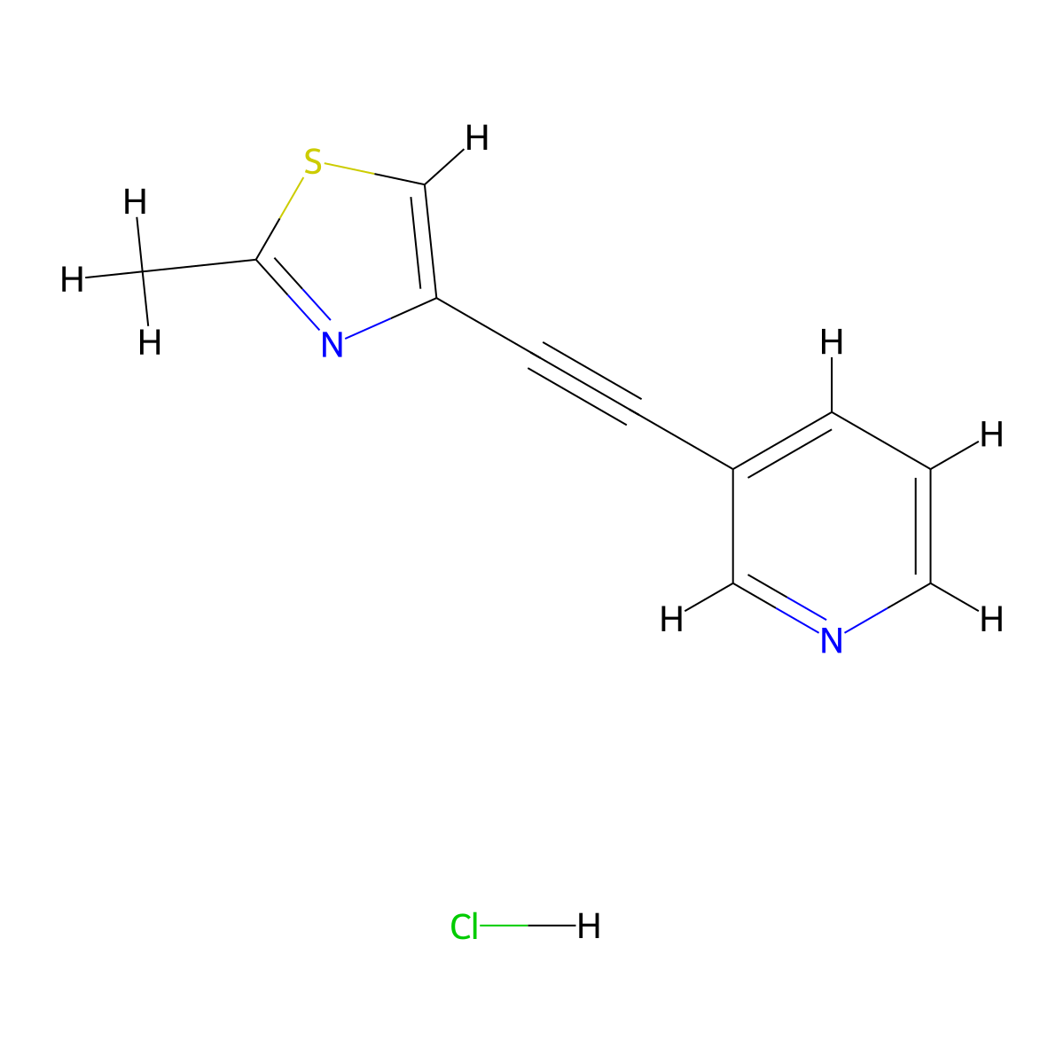 MTEP hydrochloride molecular structure, CAS 1186195-60-7