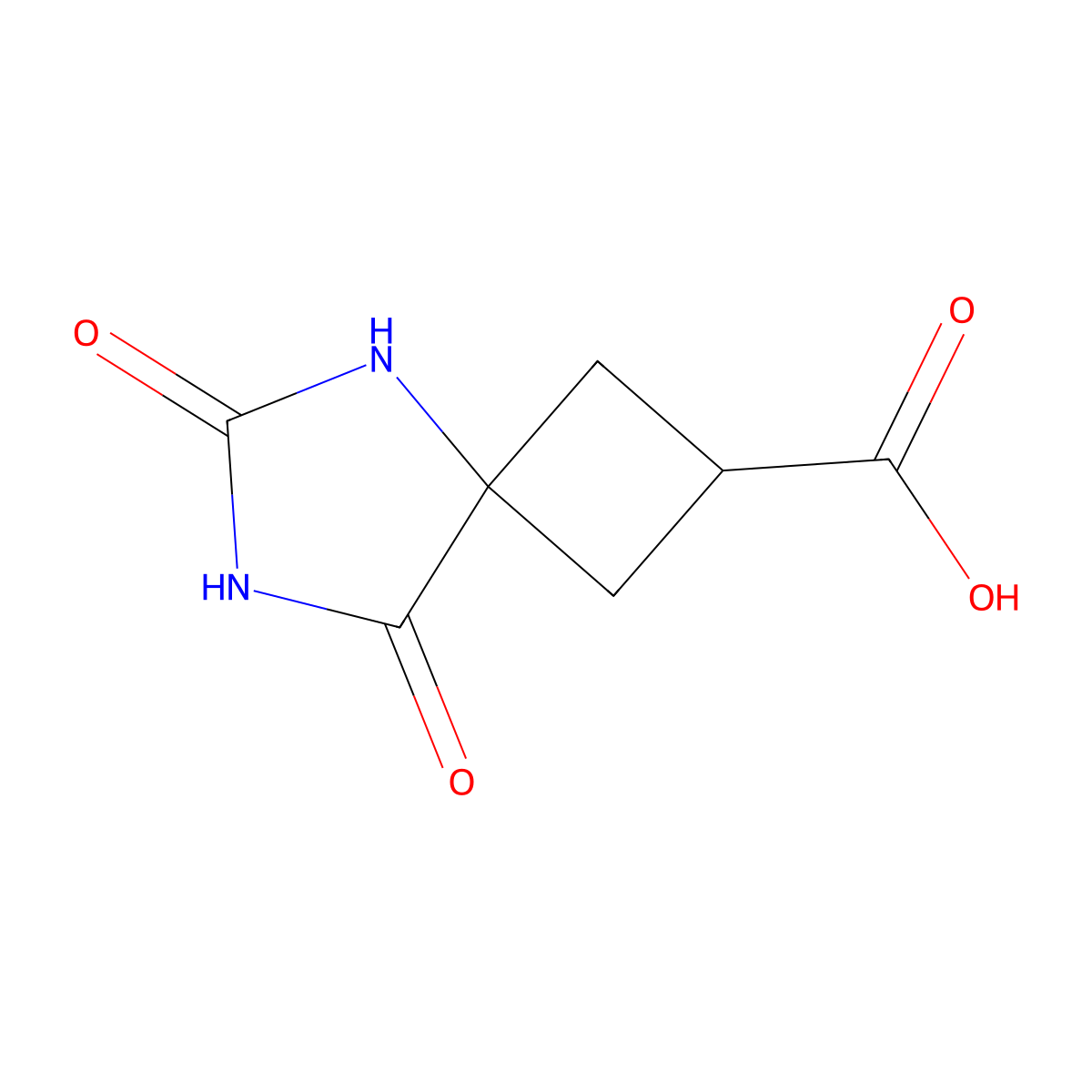 6,8-Dioxo-5,7-diazaspiro(3.4)octane-2-carboxylic acid molecular structure, CAS 1186202-25-4