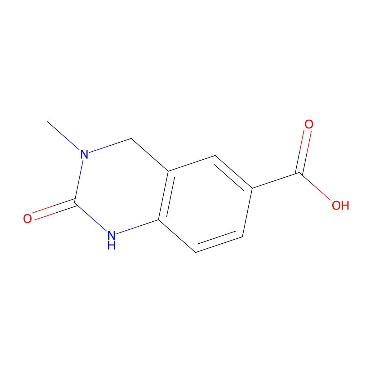 1,2,3,4-Tetrahydro-3-methyl-2-oxo-6-quinazolinecarboxylic acid molecular structure, CAS 118621-07-1