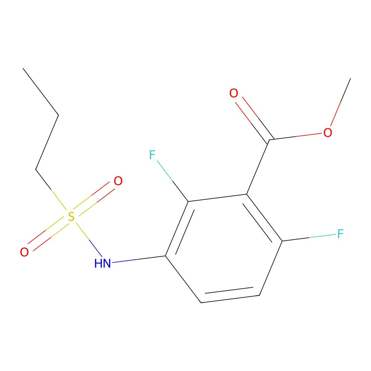 Methyl 2,6-difluoro-3-(propylsulfonamido)benzoate molecular structure, CAS 1186223-50-6