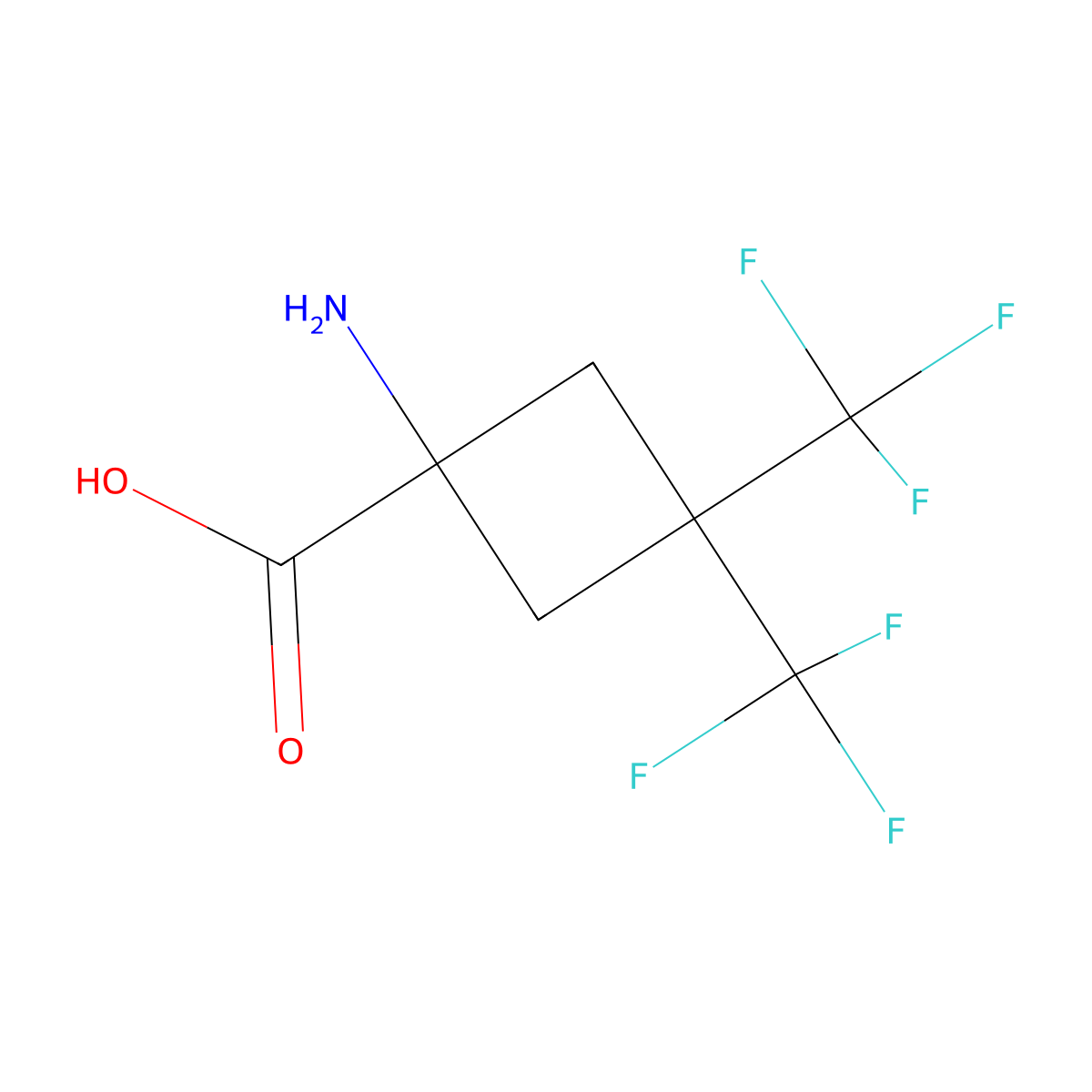 1-Amino-3,3-bis(trifluoromethyl)cyclobutane-1-carboxylic acid molecular structure, CAS 1186237-66-0