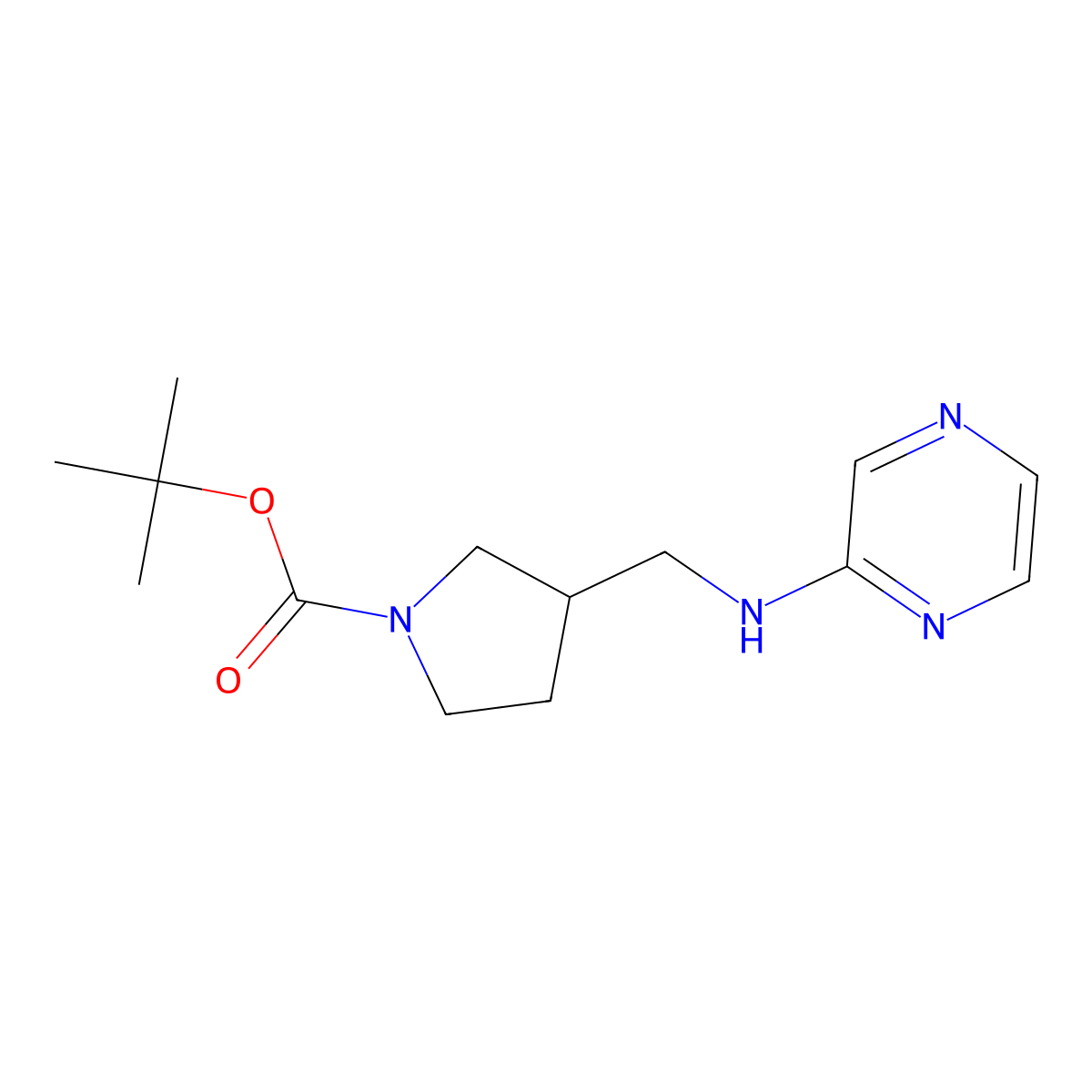 tert-Butyl 3-((pyrazin-2-ylamino)methyl)pyrrolidine-1-carboxylate molecular structure, CAS 1186298-76-9
