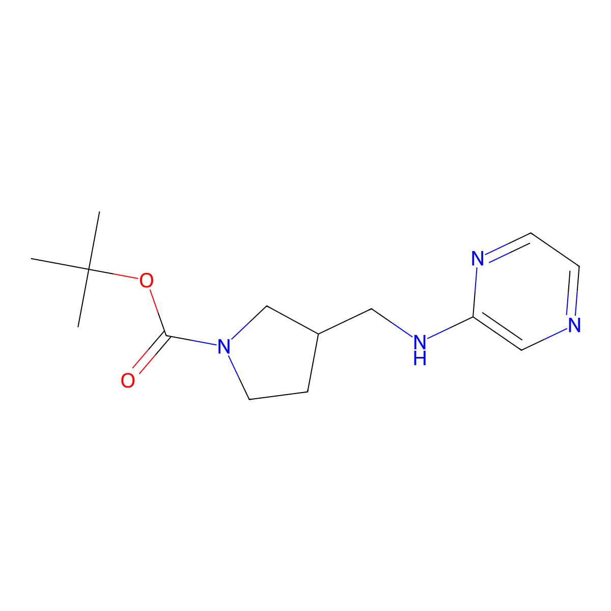 tert-Butyl 3-((pyrazin-2-ylamino)methyl)pyrrolidine-1-carboxylate molecular structure, CAS 1186298-76-9