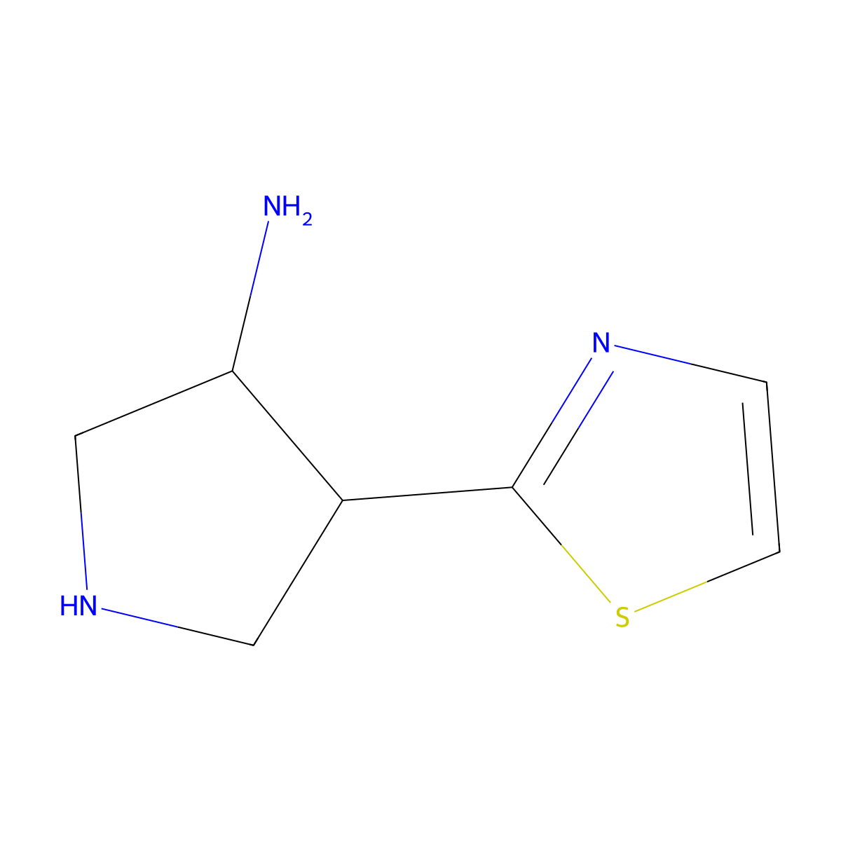 4-(1,3-Thiazol-2-yl)pyrrolidin-3-amine molecular structure, CAS 1186299-86-4