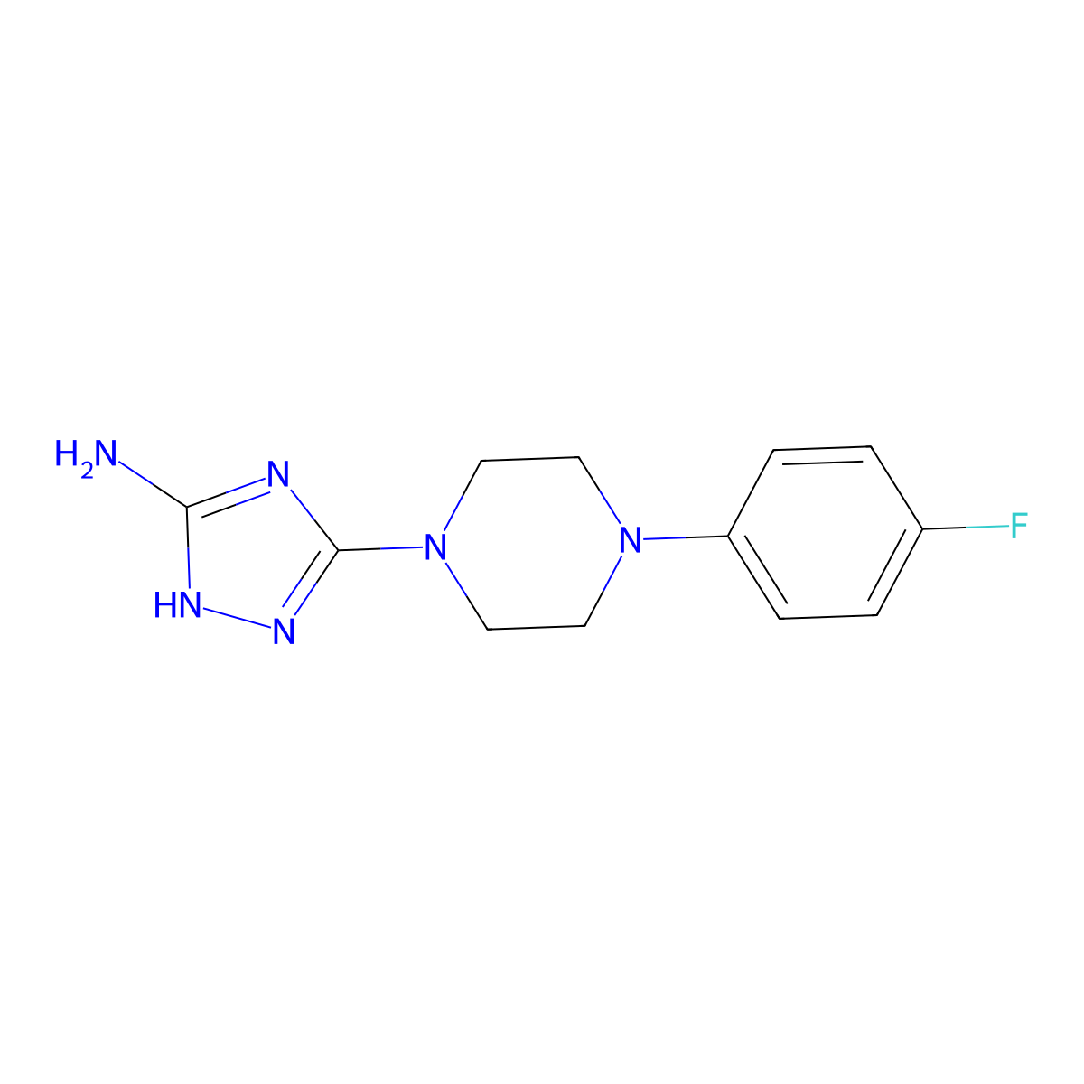 3-[4-(4-fluorophenyl)piperazin-1-yl]-1H-1,2,4-triazol-5-amine molecular structure, CAS 118630-21-0