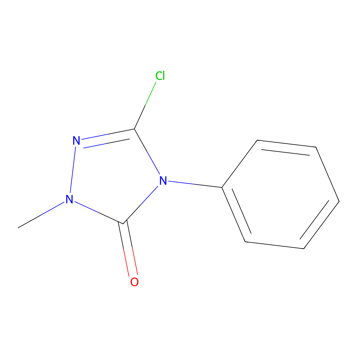 3-chloro-1-methyl-4-phenyl-4,5-dihydro-1H-1,2,4-triazol-5-one molecular structure, CAS 118631-34-8