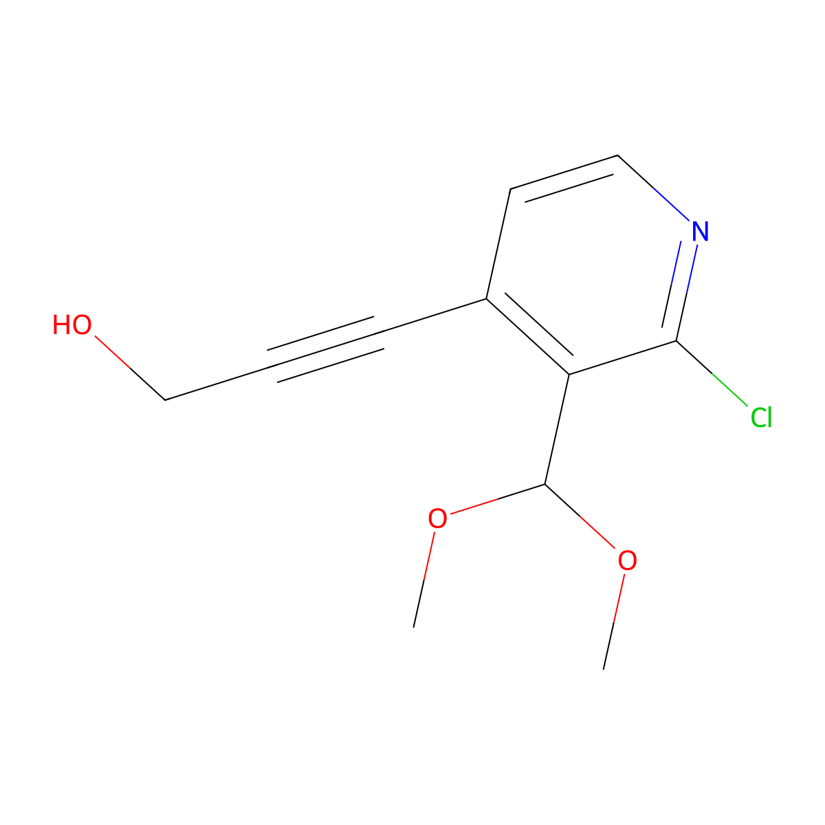3-(2-Chloro-3-(dimethoxymethyl)pyridin-4-yl)prop-2-yn-1-ol molecular structure, CAS 1186310-64-4