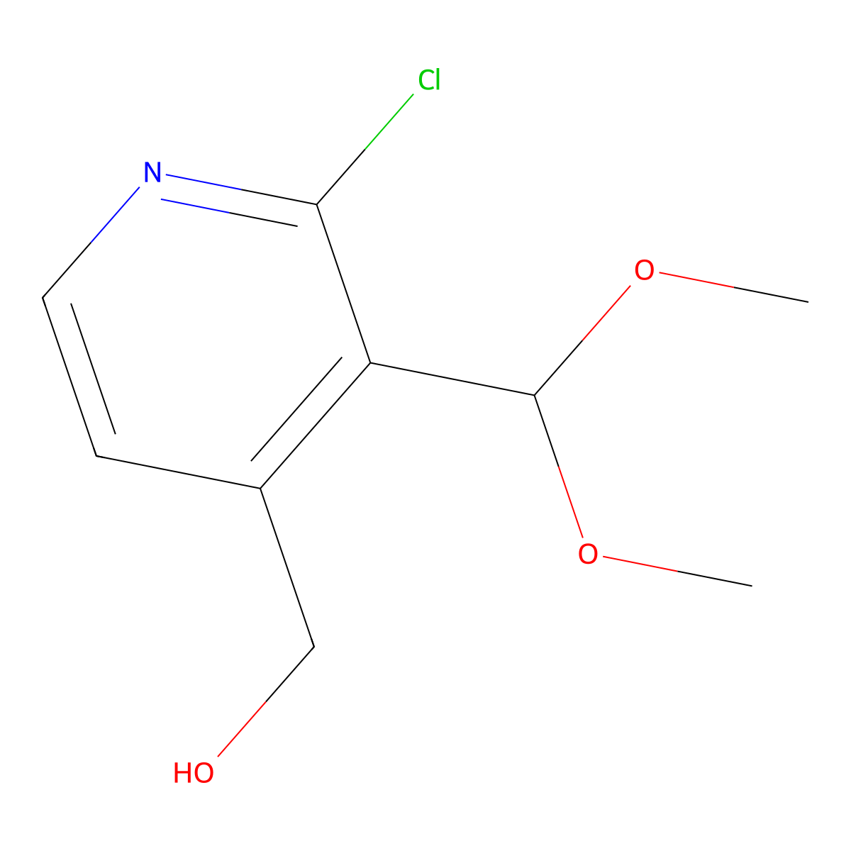 (2-Chloro-3-(dimethoxymethyl)pyridin-4-yl)methanol molecular structure, CAS 1186310-66-6
