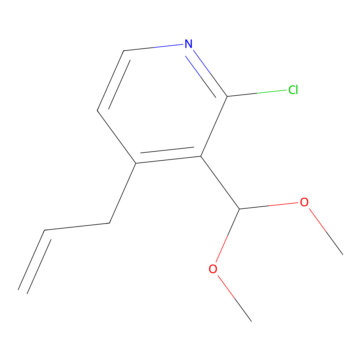4-Allyl-2-chloro-3-(dimethoxymethyl)pyridine molecular structure, CAS 1186310-69-9