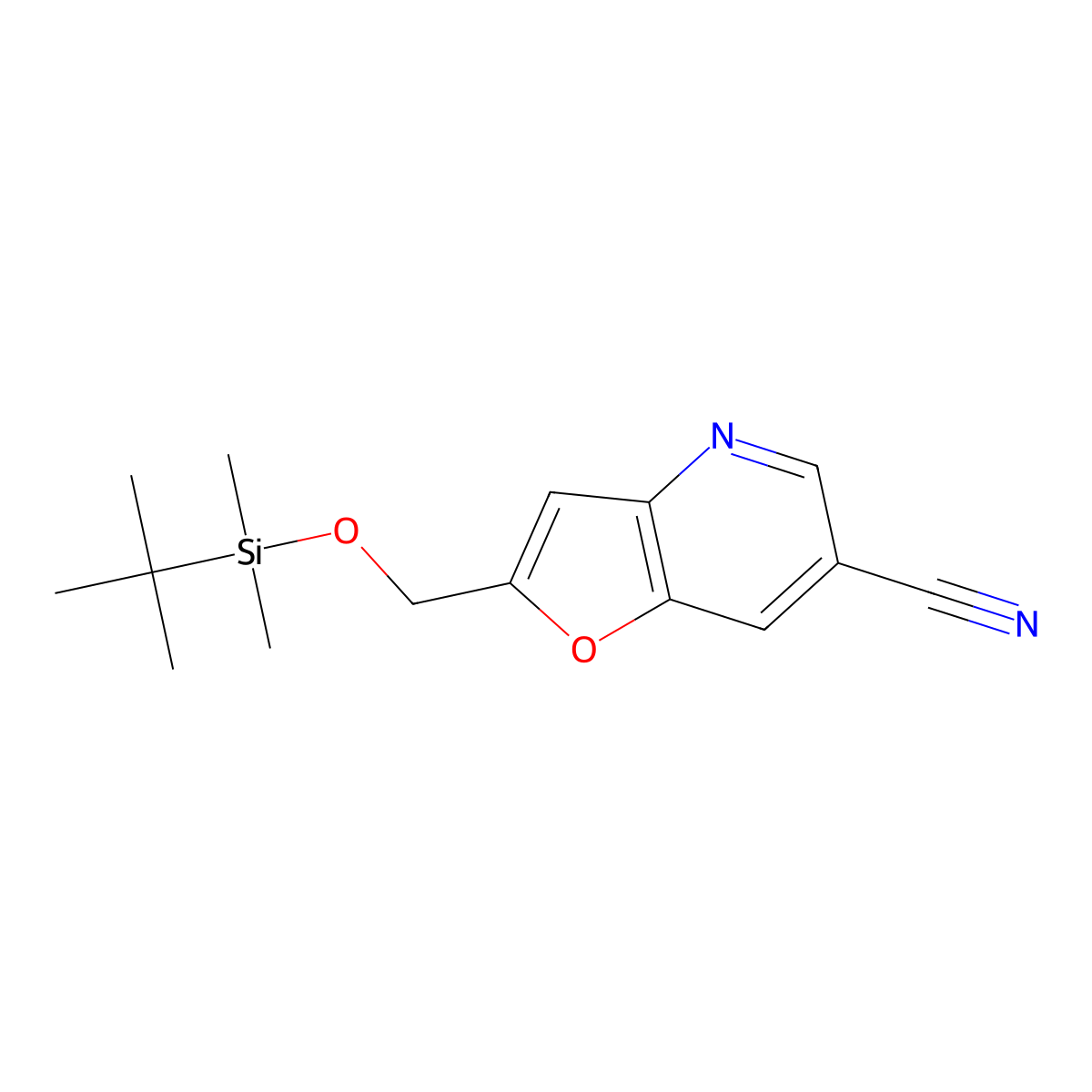 2-((tert-Butyldimethylsilyloxy)methyl)-furo[3,2-b]pyridine-6-carbonitrile molecular structure, CAS 1186310-75-7