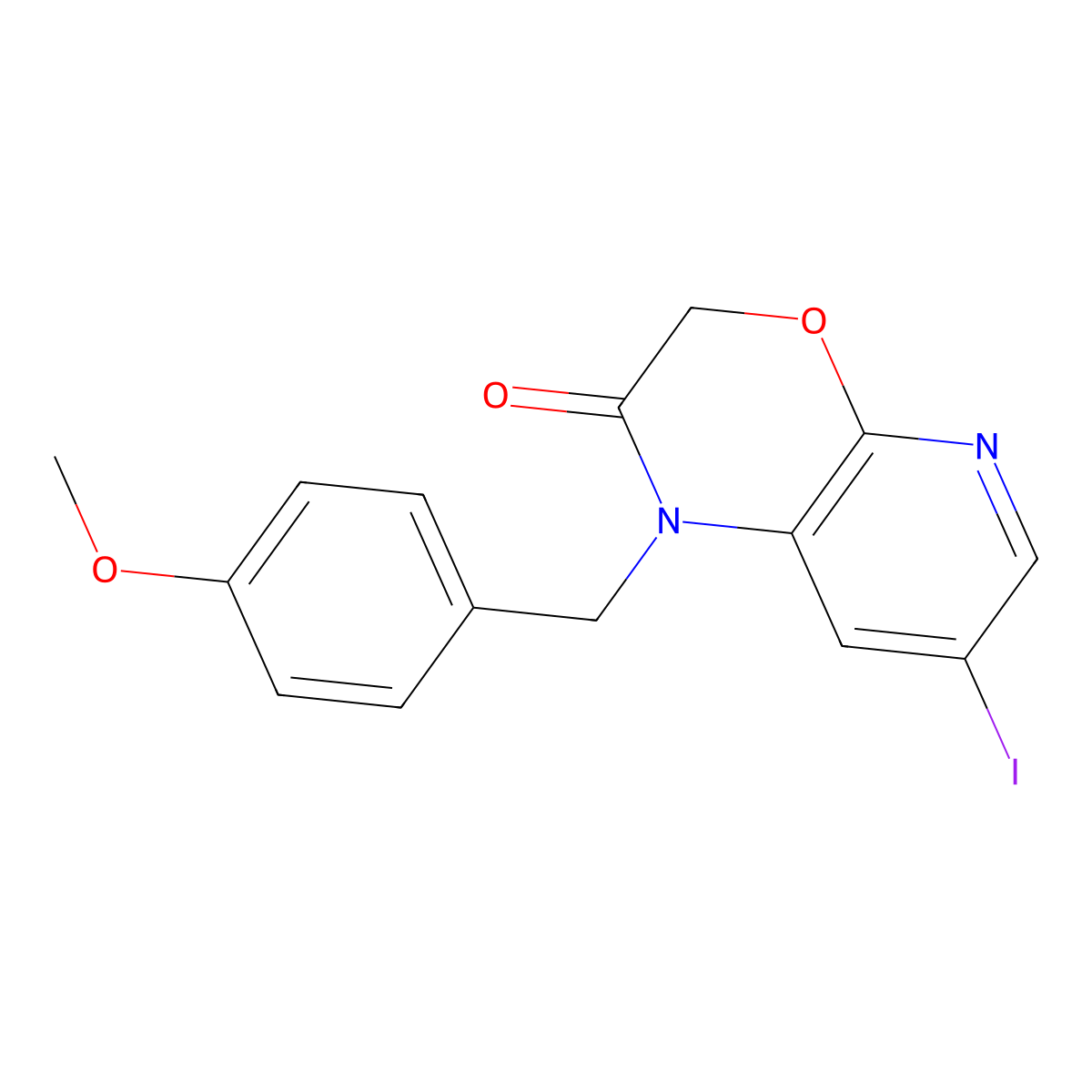 7-Iodo-1-(4-methoxybenzyl)-1H-pyrido[2,3-b][1,4]oxazin-2(3H)-one molecular structure, CAS 1186310-81-5