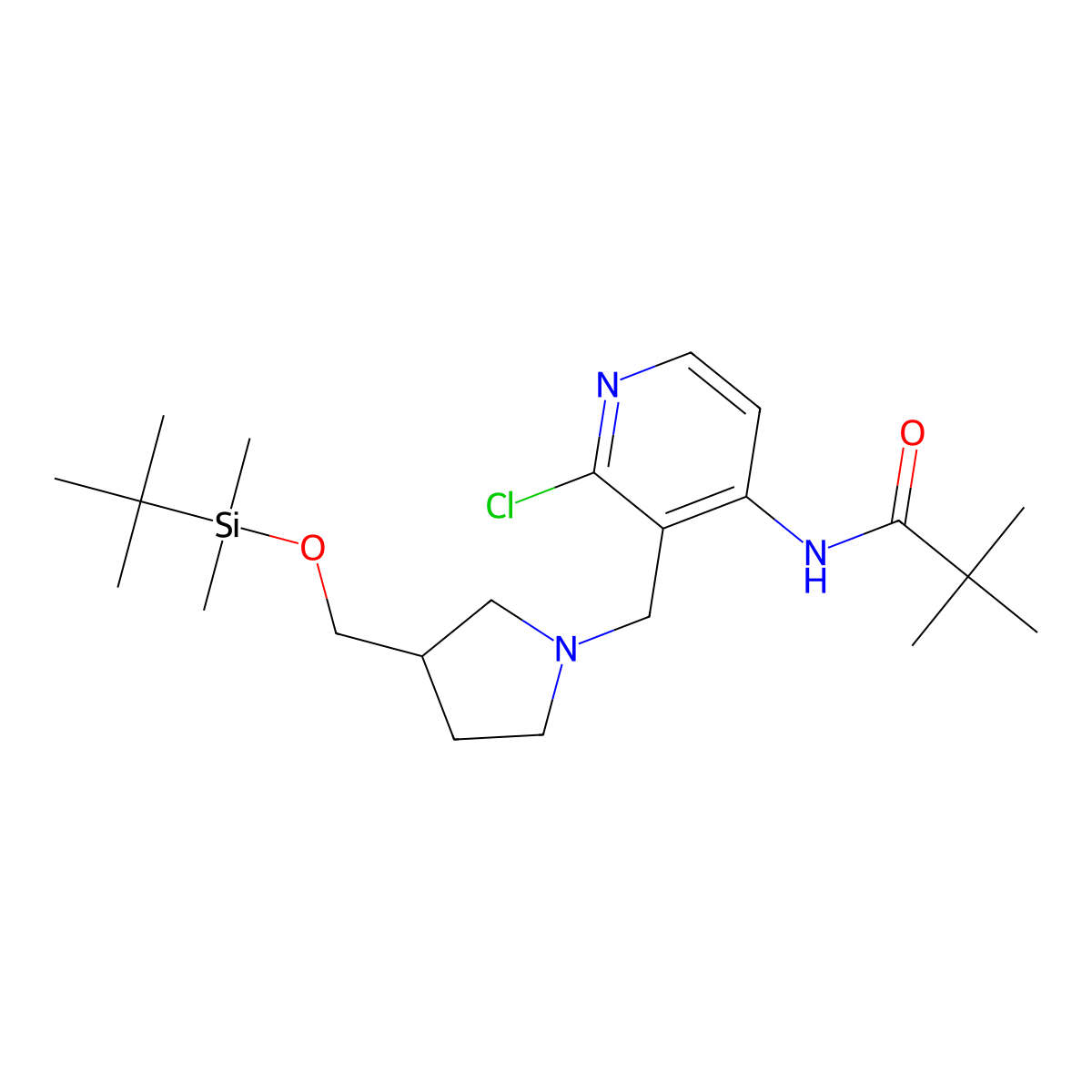 N-(3-((3-((tert-Butyldimethylsilyloxy)methyl)pyrrolidin-1-yl)methyl)-2-chloropyridin-4-yl)pivalamide molecular structure, CAS 1186310-83-7