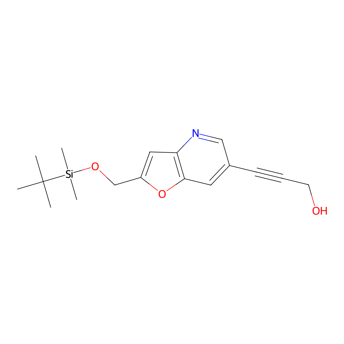 3-(2-((tert-Butyldimethylsilyloxy)methyl)-furo[3,2-b]pyridin-6-yl)prop-2-yn-1-ol molecular structure, CAS 1186310-87-1