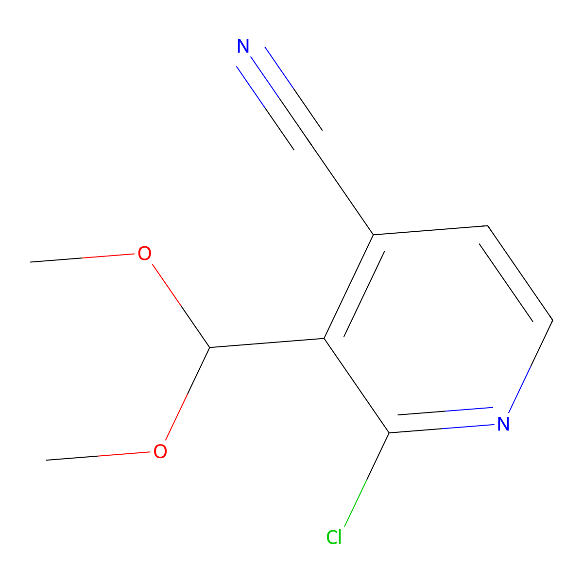 2-Chloro-3-(dimethoxymethyl)isonicotinonitrile molecular structure, CAS 1186310-98-4