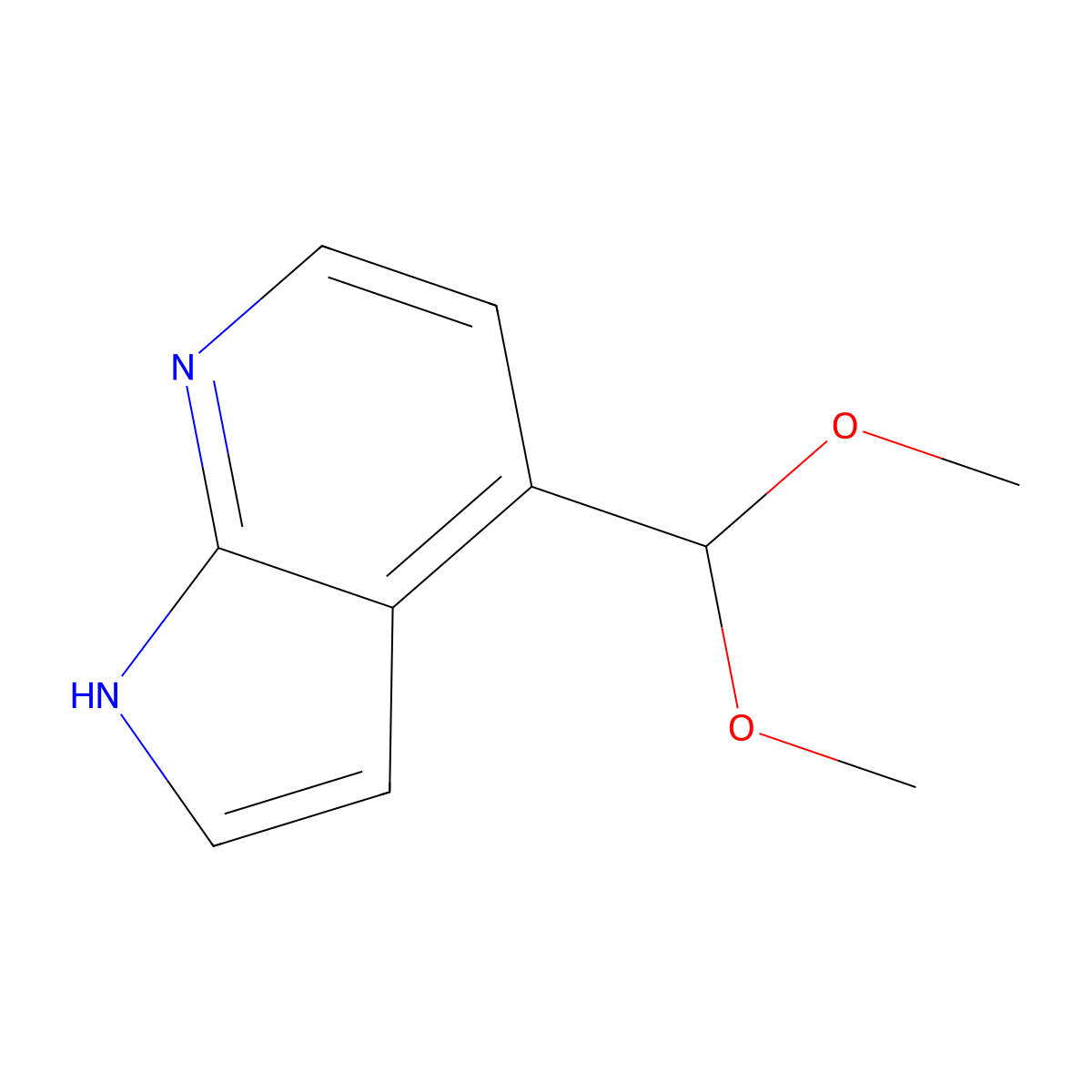 4-(Dimethoxymethyl)-1H-pyrrolo[2,3-b]pyridine molecular structure, CAS 1186311-04-5