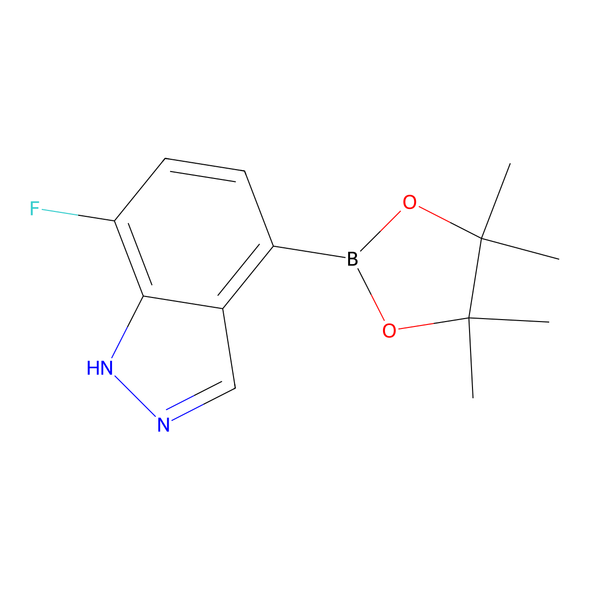 7-fluoro-4-(tetramethyl-1,3,2-dioxaborolan-2-yl)-1H-indazole molecular structure, CAS 1186334-64-4