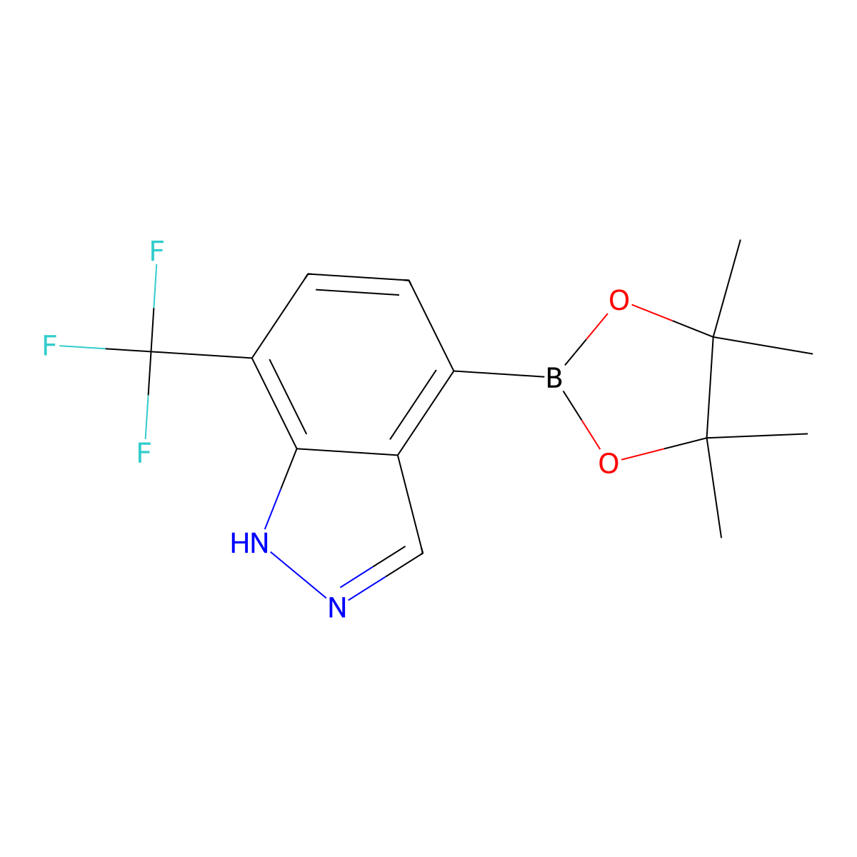 4-(4,4,5,5-Tetramethyl-1,3,2-dioxaborolan-2-yl)-7-(trifluoromethyl)-1H-indazole molecular structure, CAS 1186334-80-4