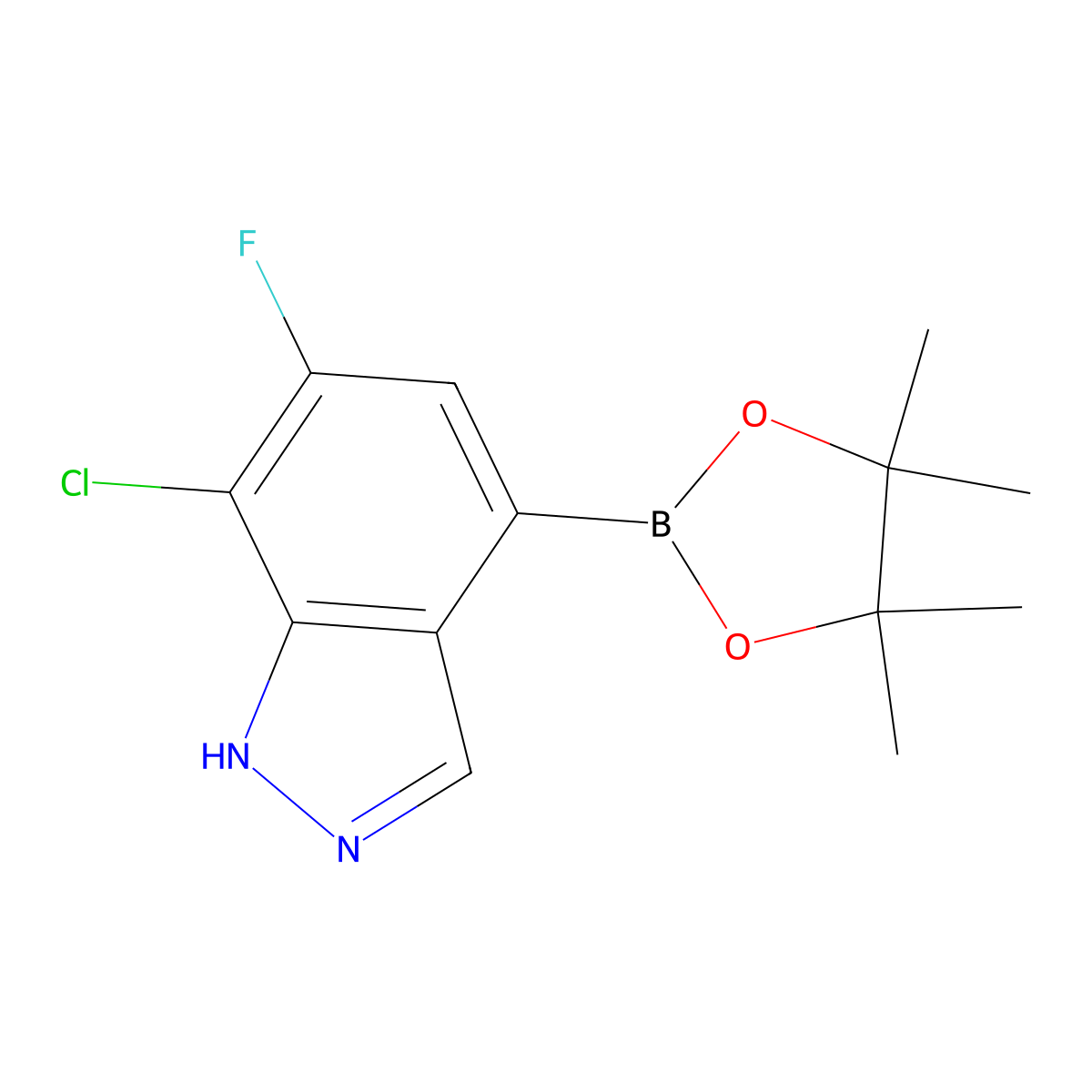 7-chloro-6-fluoro-4-(4,4,5,5-tetramethyl-1,3,2-dioxaborolan-2-yl)-1H-indazole molecular structure, CAS 1186334-81-5