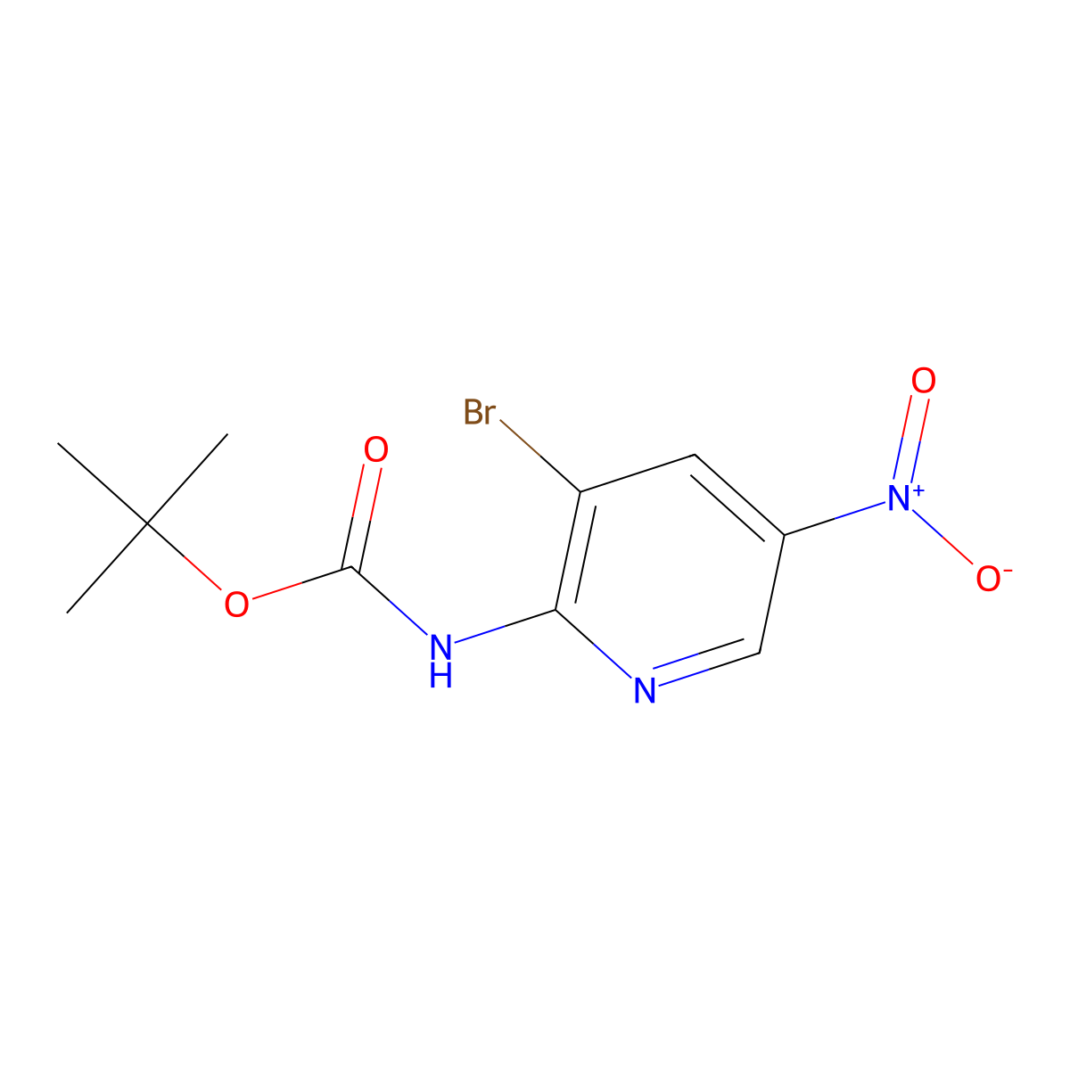 Tert-butyl 3-bromo-5-nitropyridin-2-ylcarbamate molecular structure, CAS 1186367-91-8