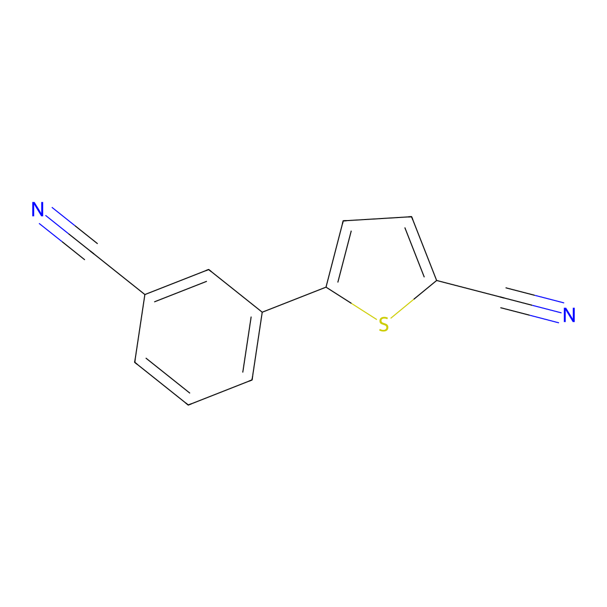 5-(3-Cyanophenyl)-2-thiophenecarbonitrile molecular structure, CAS 1186368-96-6