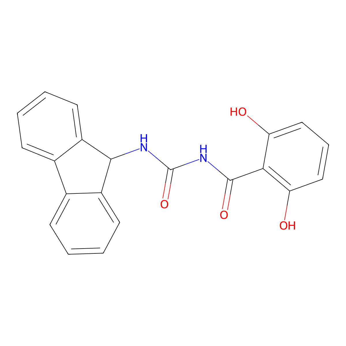N-((9H-Fluoren-9-yl)carbamoyl)-2,6-dihydroxybenzamide molecular structure, CAS 1186371-31-2