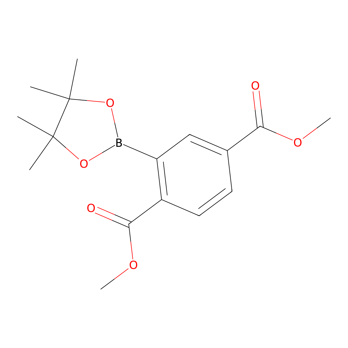 Dimethyl 2-(4,4,5,5-tetramethyl-1,3,2-dioxaborolan-2-YL)terephthalate molecular structure, CAS 1186377-08-1