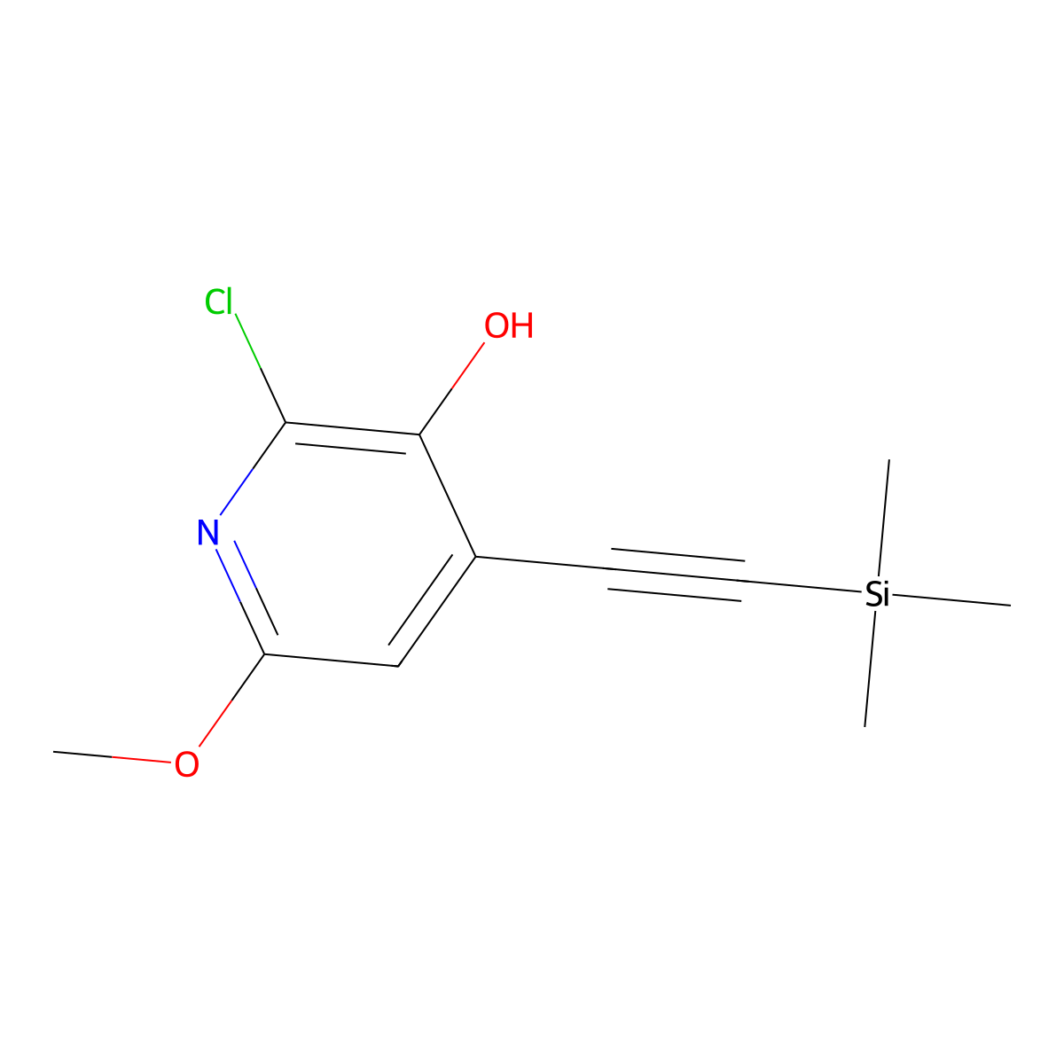2-Chloro-6-methoxy-4-((trimethylsilyl)ethynyl)pyridin-3-ol molecular structure, CAS 1186404-52-3