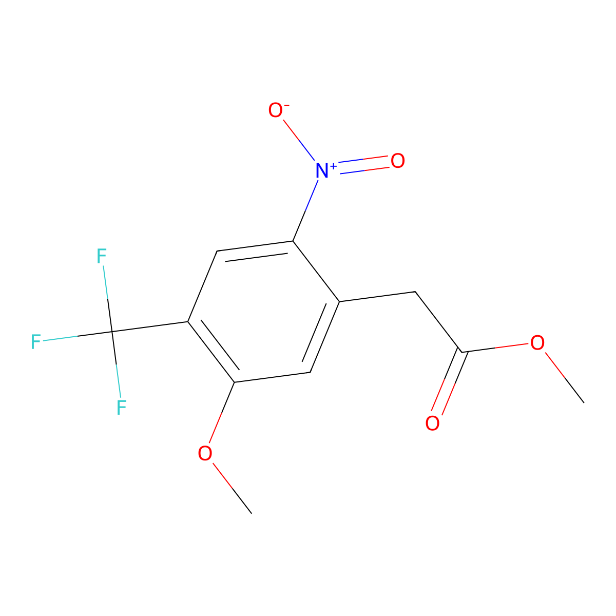 Methyl 2-(5-methoxy-2-nitro-4-(trifluoromethyl)phenyl)acetate molecular structure, CAS 1186404-57-8