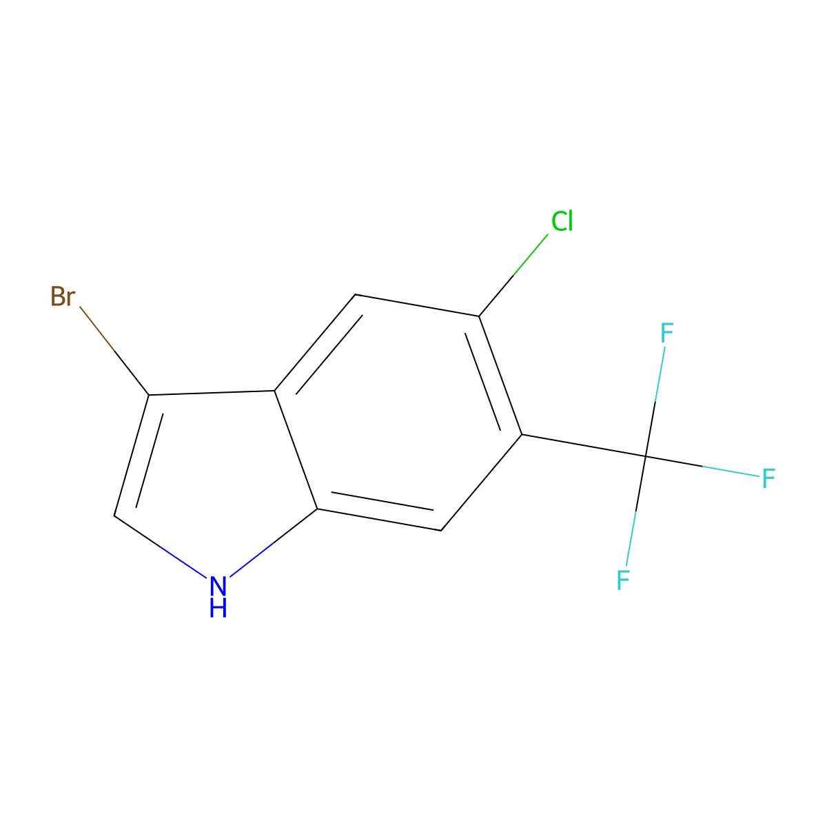 3-bromo-5-chloro-6-(trifluoromethyl)-1H-indole molecular structure, CAS 1186404-58-9