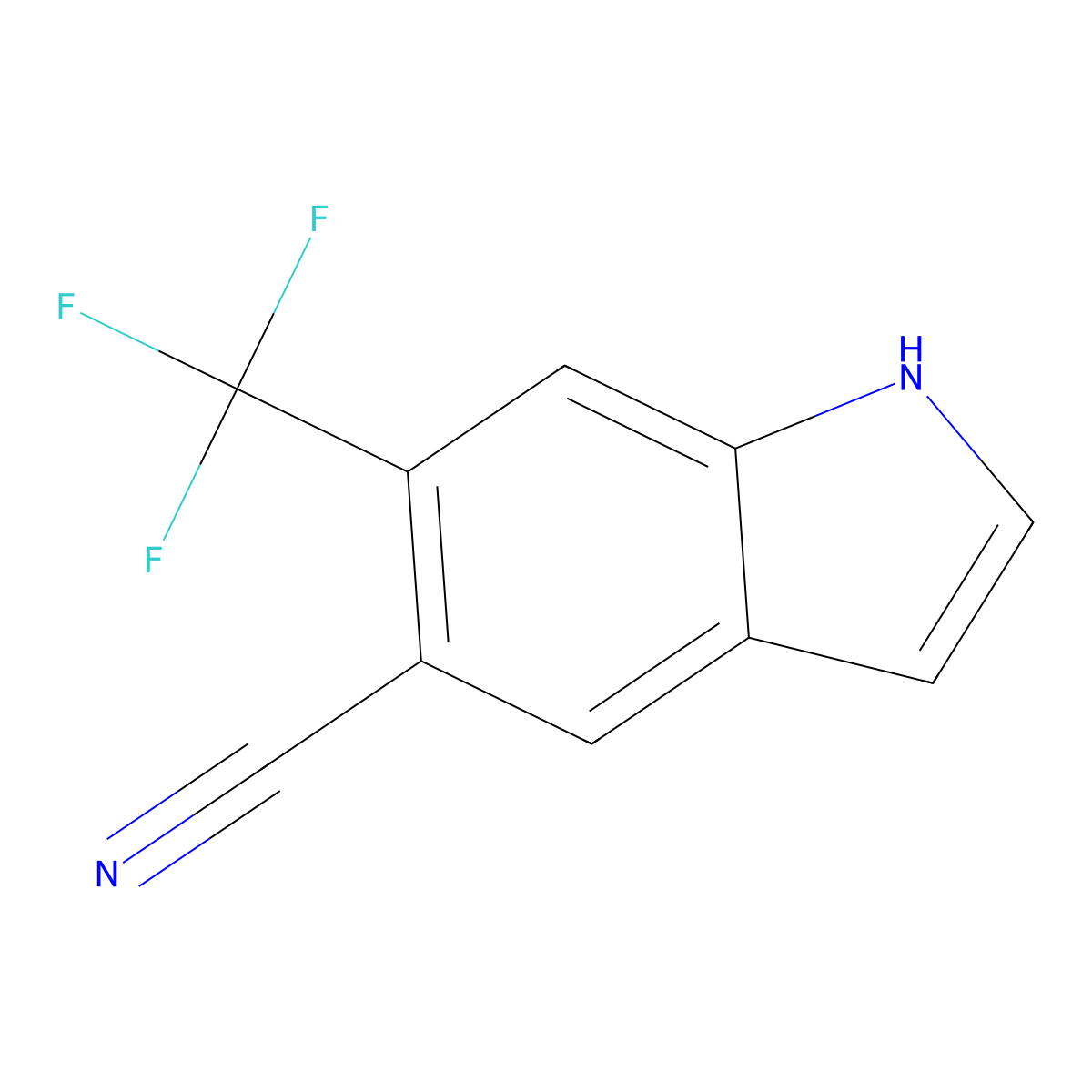 6-(trifluoromethyl)-1H-indole-5-carbonitrile molecular structure, CAS 1186404-61-4