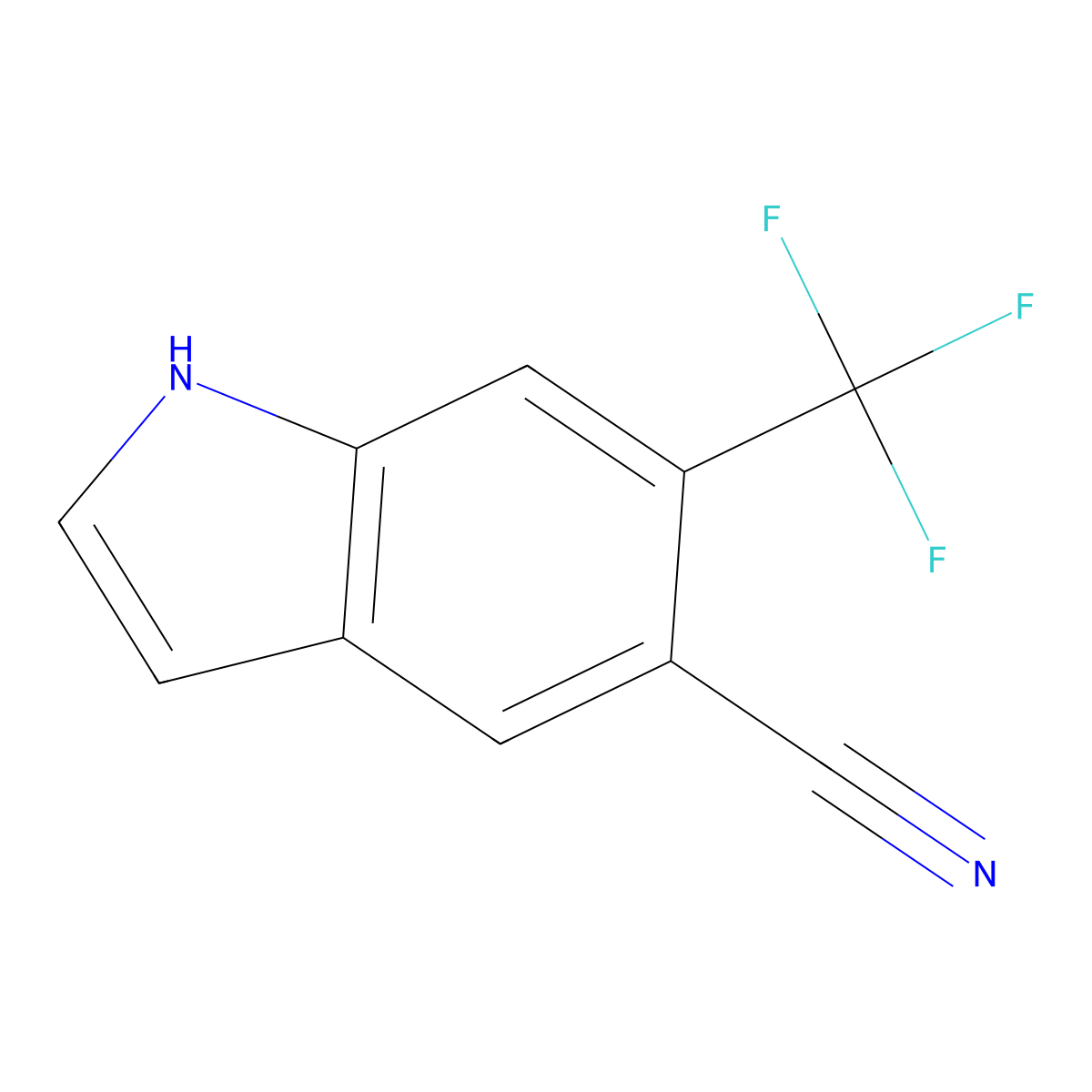 6-(trifluoromethyl)-1H-indole-5-carbonitrile molecular structure, CAS 1186404-61-4