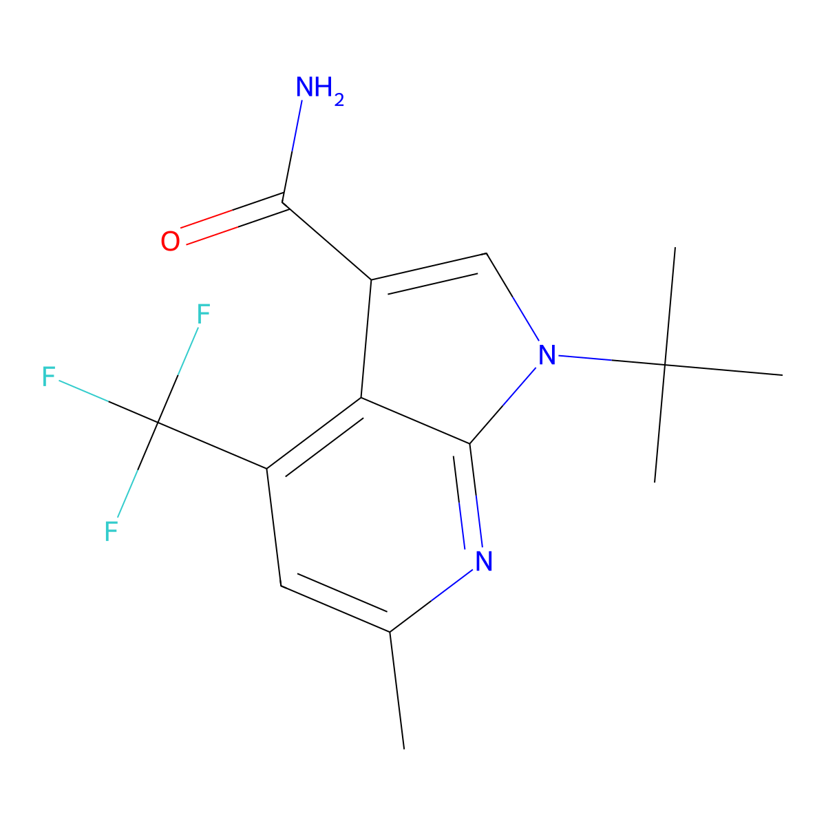 1-(tert-butyl)-6-methyl-4-(trifluoromethyl)-1H-pyrrolo[2,3-b]pyridine-3-carboxamide molecular structure, CAS 1186404-79-4