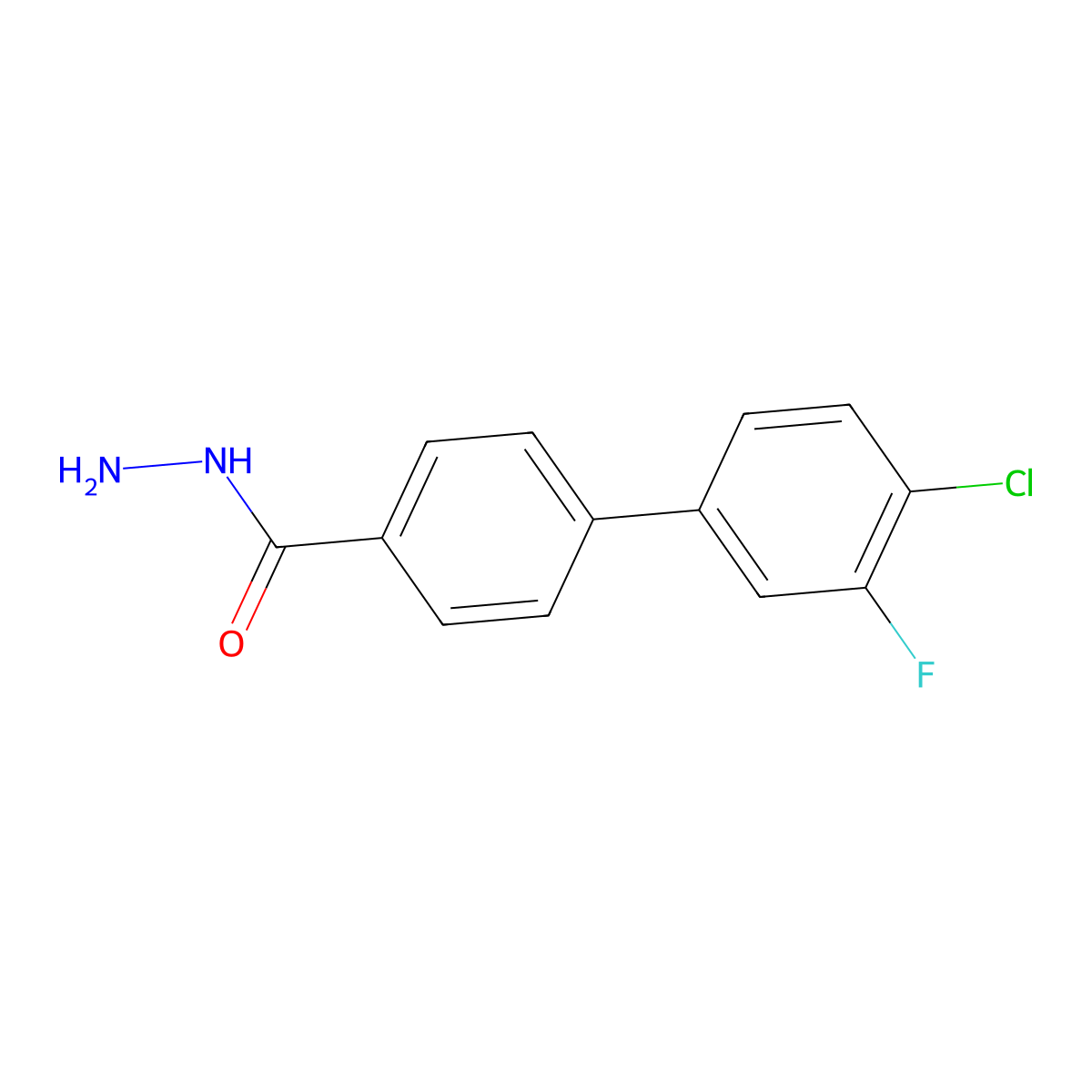 4'-Chloro-3'-fluoro-[1,1'-biphenyl]-4-carbohydrazide molecular structure, CAS 1186404-82-9