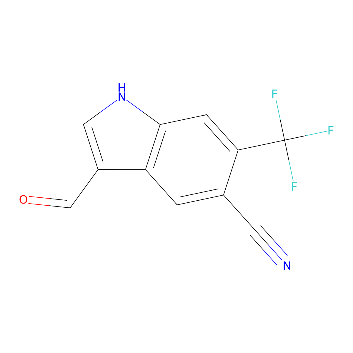 3-Formyl-6-(trifluoromethyl)-1H-indole-5-carbonitrile molecular structure, CAS 1186404-95-4