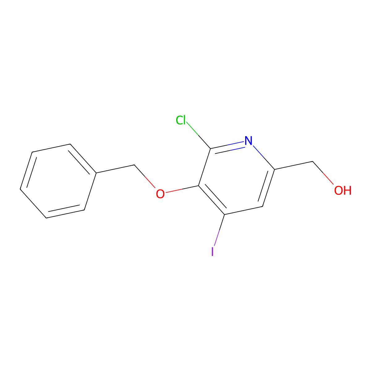 (5-(Benzyloxy)-6-chloro-4-iodopyridin-2-yl)methanol molecular structure, CAS 1186405-17-3