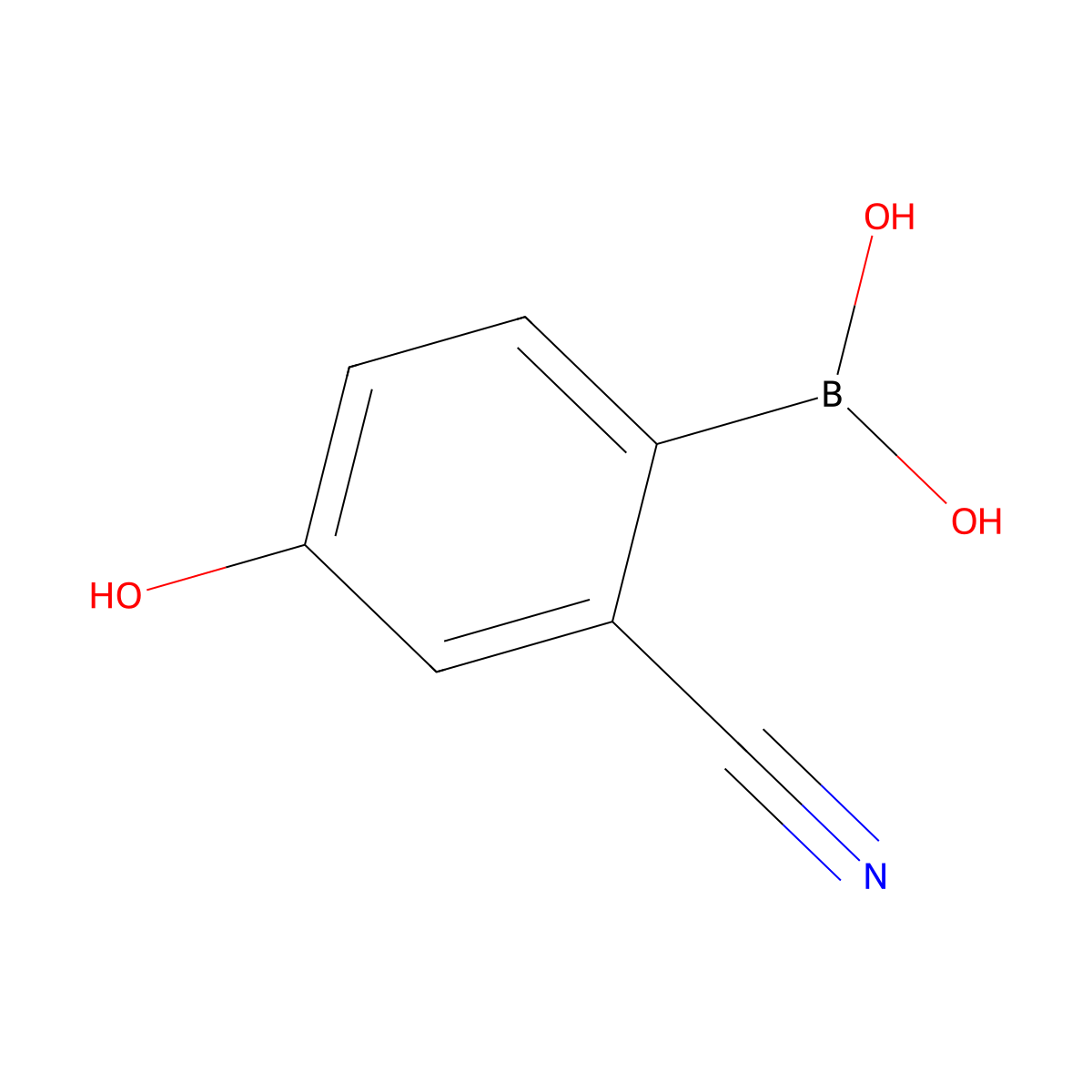 (2-Cyano-4-hydroxyphenyl)boronic acid molecular structure, CAS 1186420-91-6